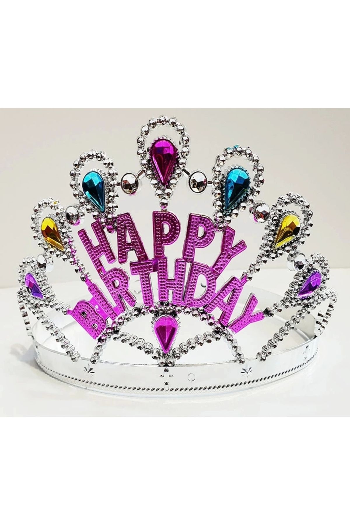 STOREMAX Gümüş Renk Happy Birthday Yazılı Doğum Günü Tacı 60 cm (5047)