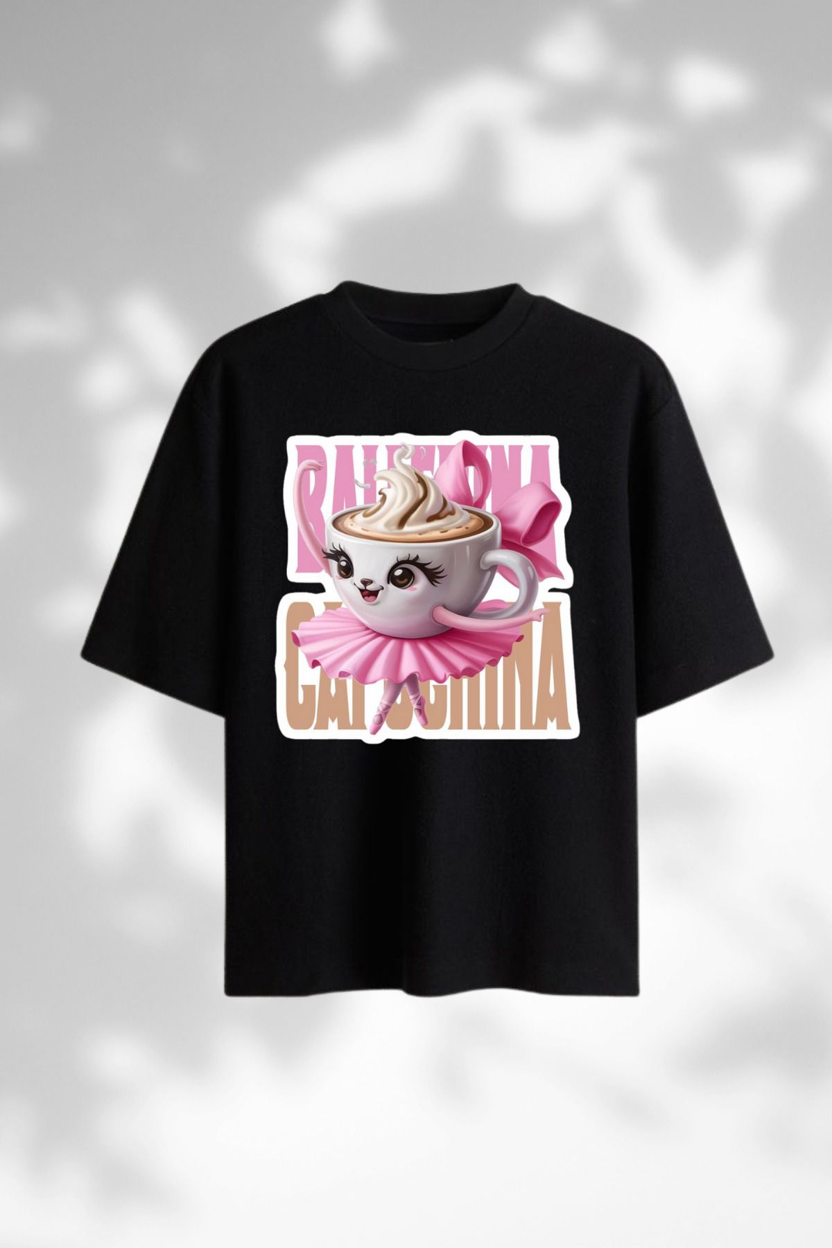 Dupe Design Ballerina Cappuccino Baskılı Oversize T-shirt
