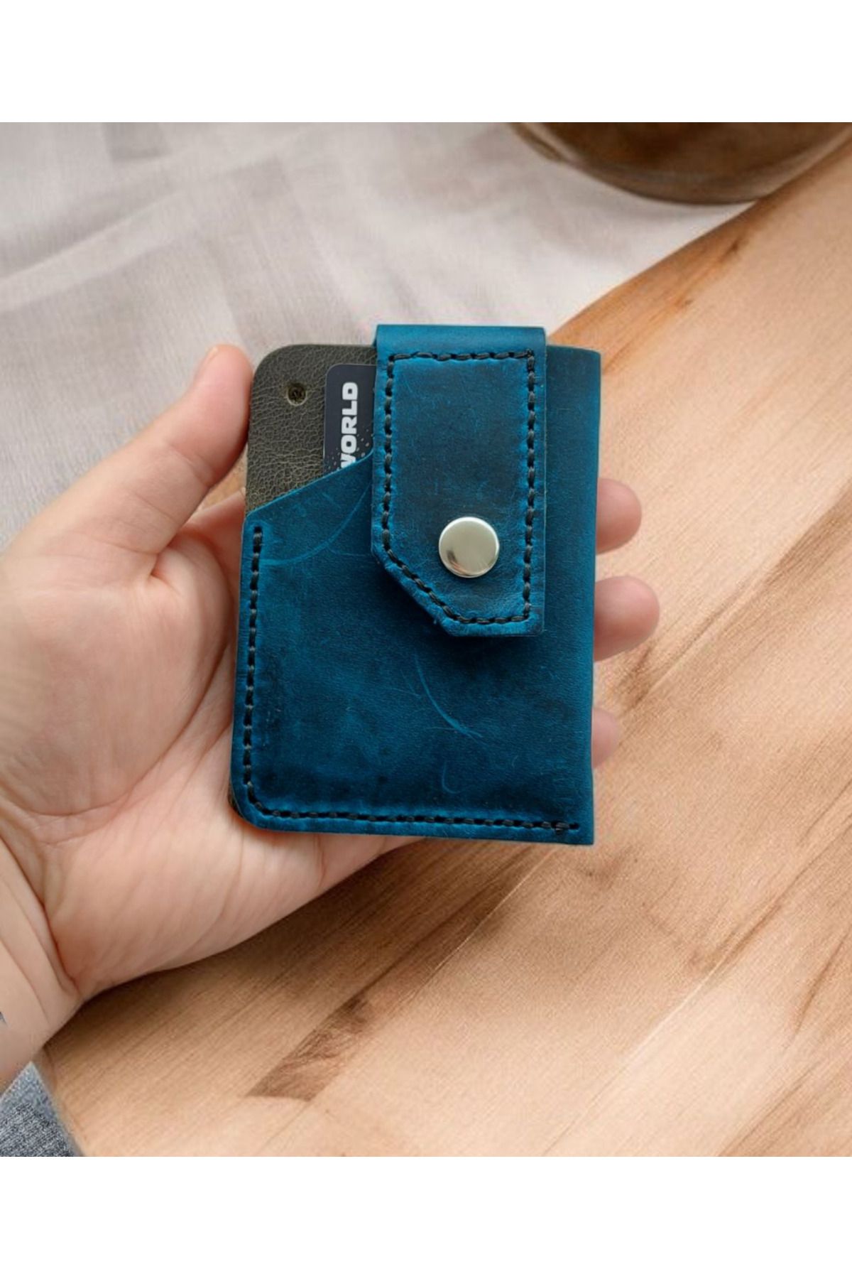 texde hakiki crazy deri cüzdan ve kartlık, unisex iki renkli geniş kullanım alanı nakit ve kart için uygun