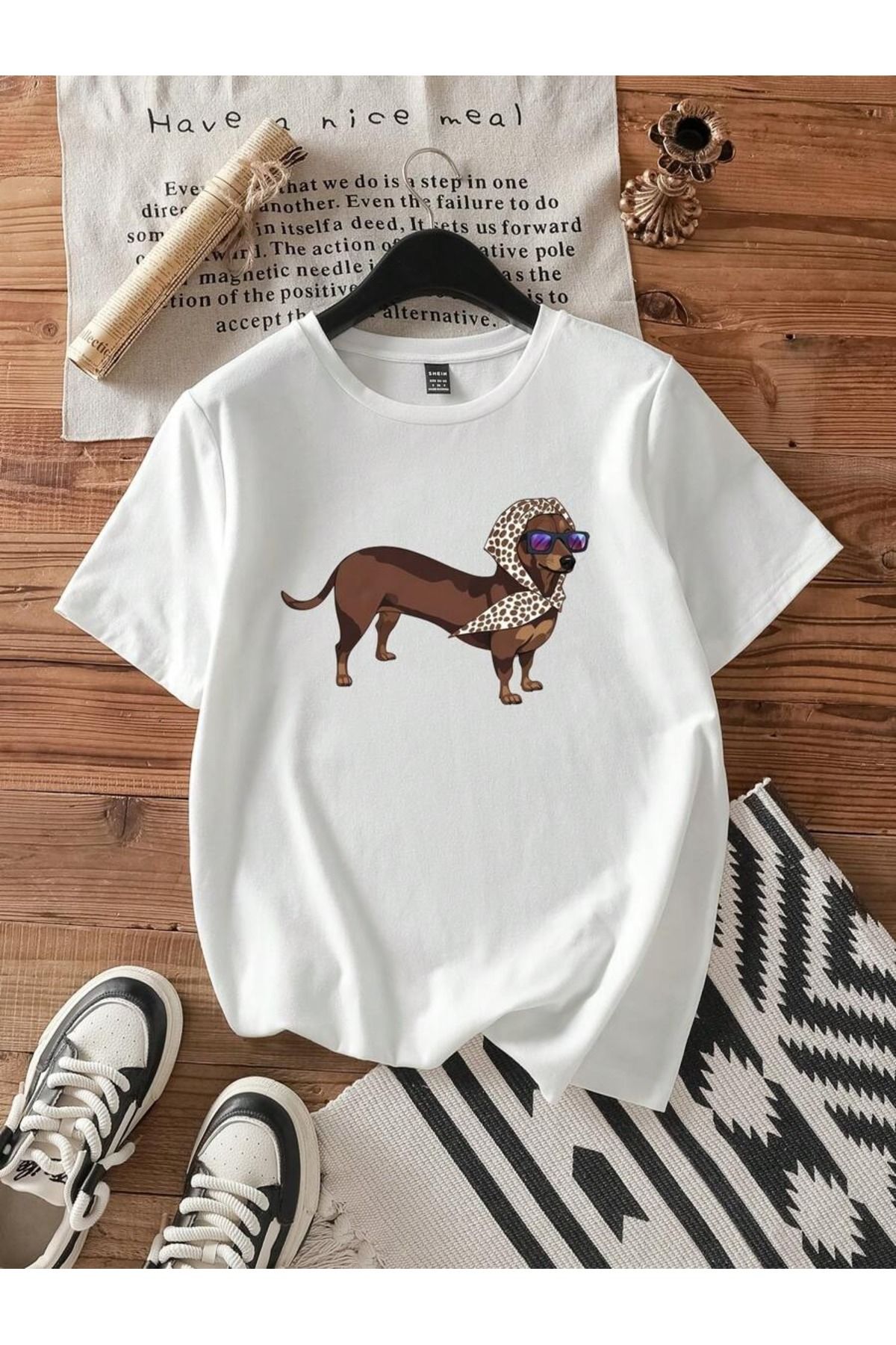 OVER HEAD Kadın Cool Köpek Baskılı Oversize T-shirt