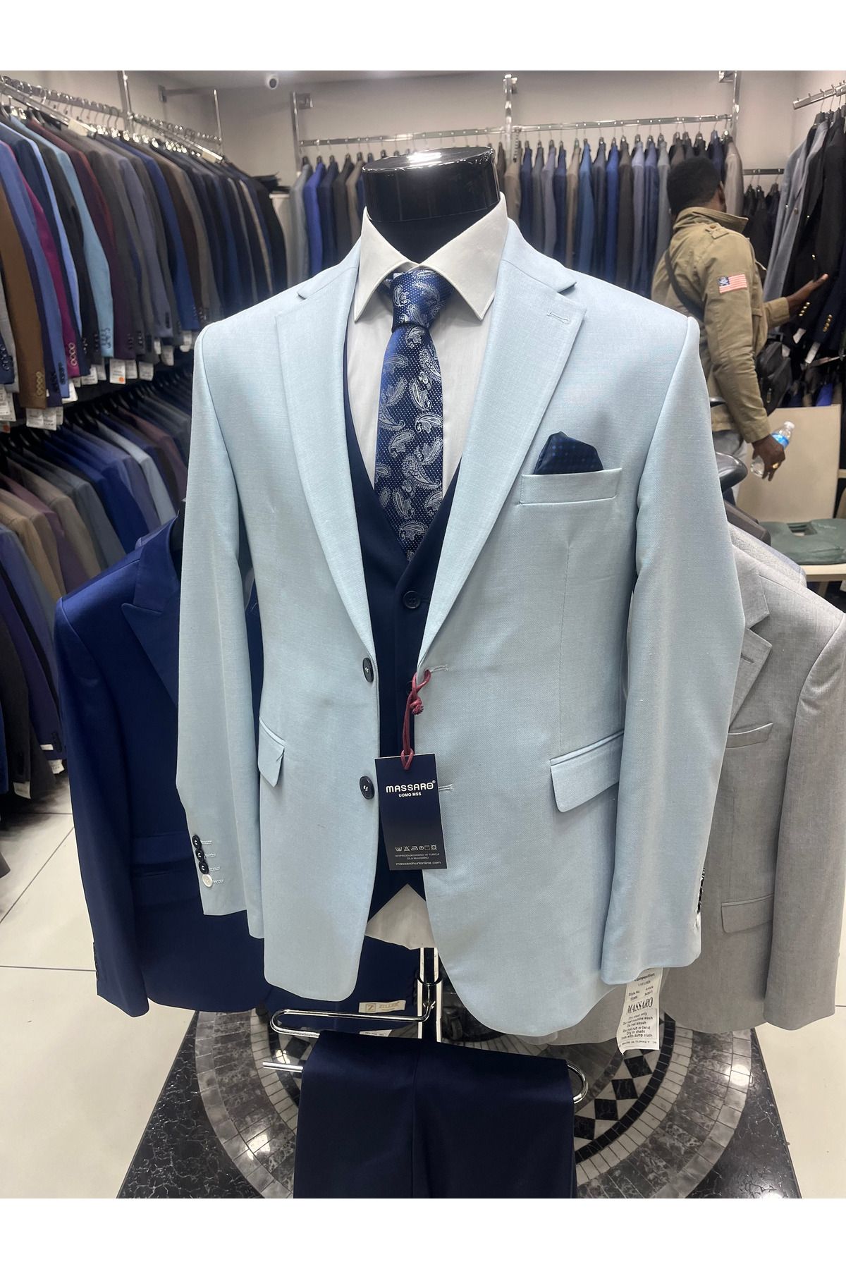 MASSARO KOMBİNLI SLIMFIT YELEKLI TAKIM ( CEKET DUZ VEYA KARELI. PANT YELEK DÜZ)