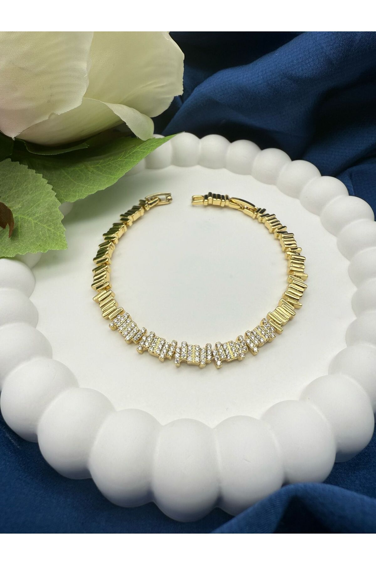 Yiyaliora Gold 14K Zirkon Taşlı Classic Bileklik