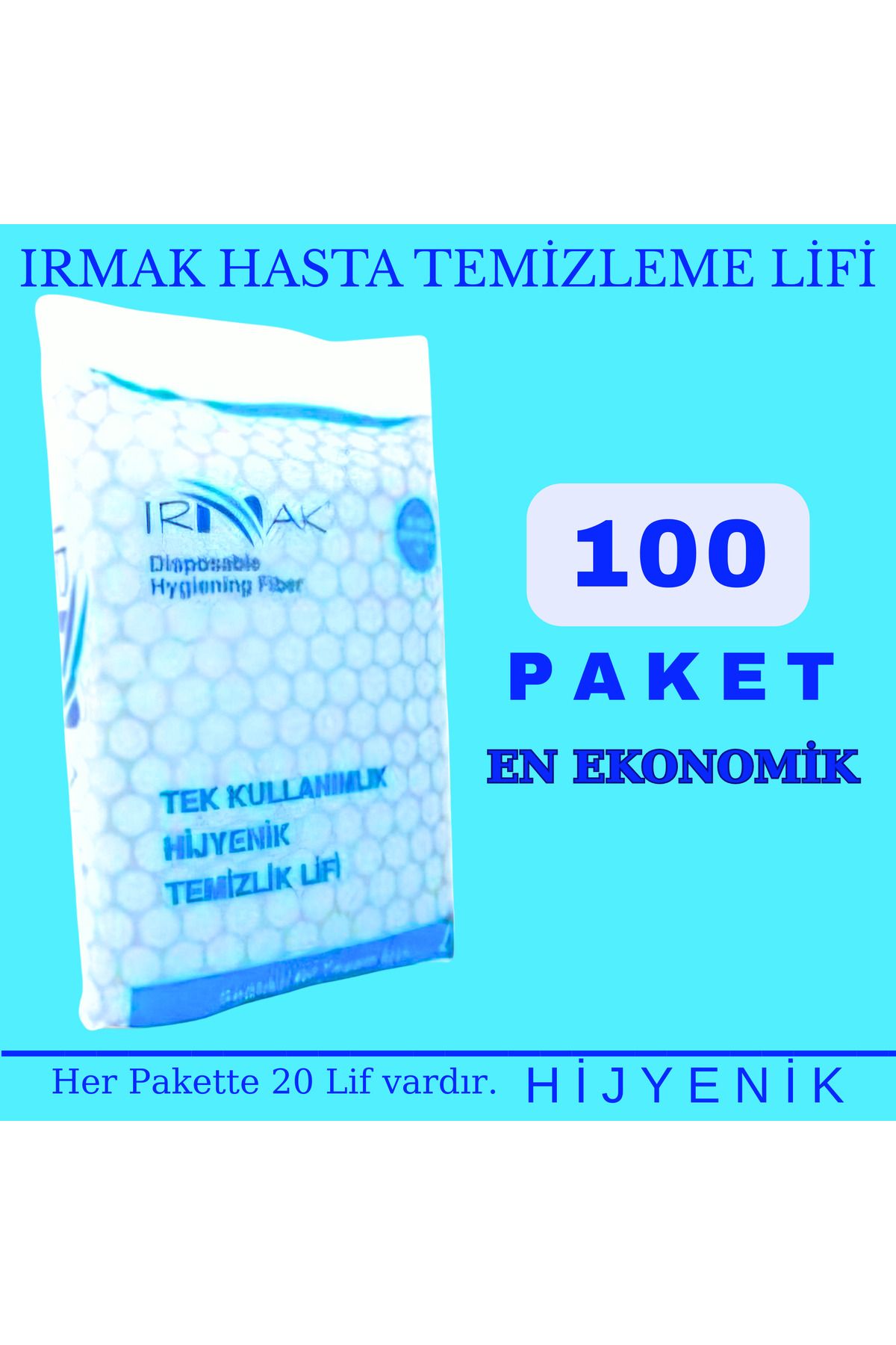 Irmak Hasta Temizleme Lifi 100 Paket / Hasta Temizlik / Hasta Banyo / Hasta Bakım / Ekonomik Paket