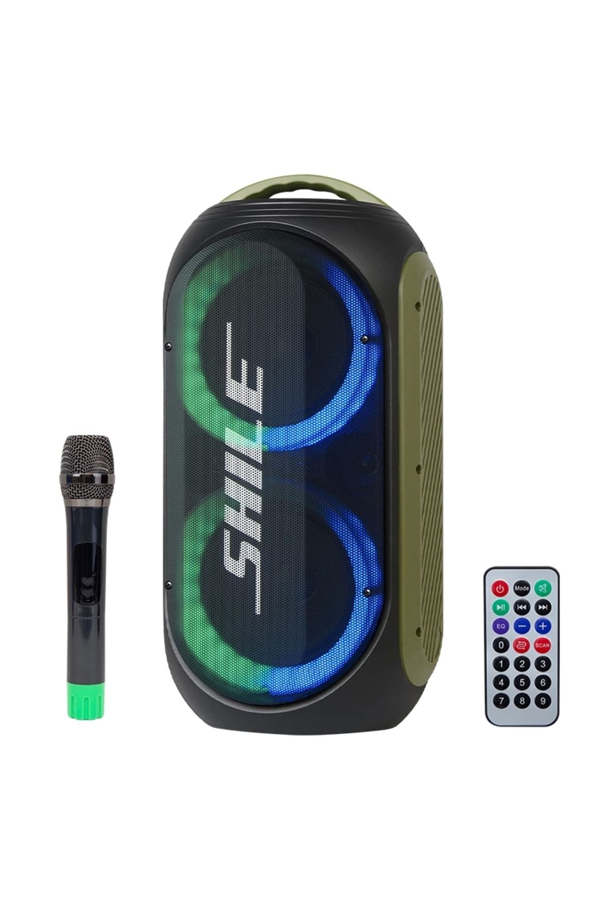 feminight Shile Sl-2019a El Mikrofonlu-2 Mik Giriş -2 Gitar Girişli Kumandalı Usb/sd/bt/fm Işıklı Taşınabilir