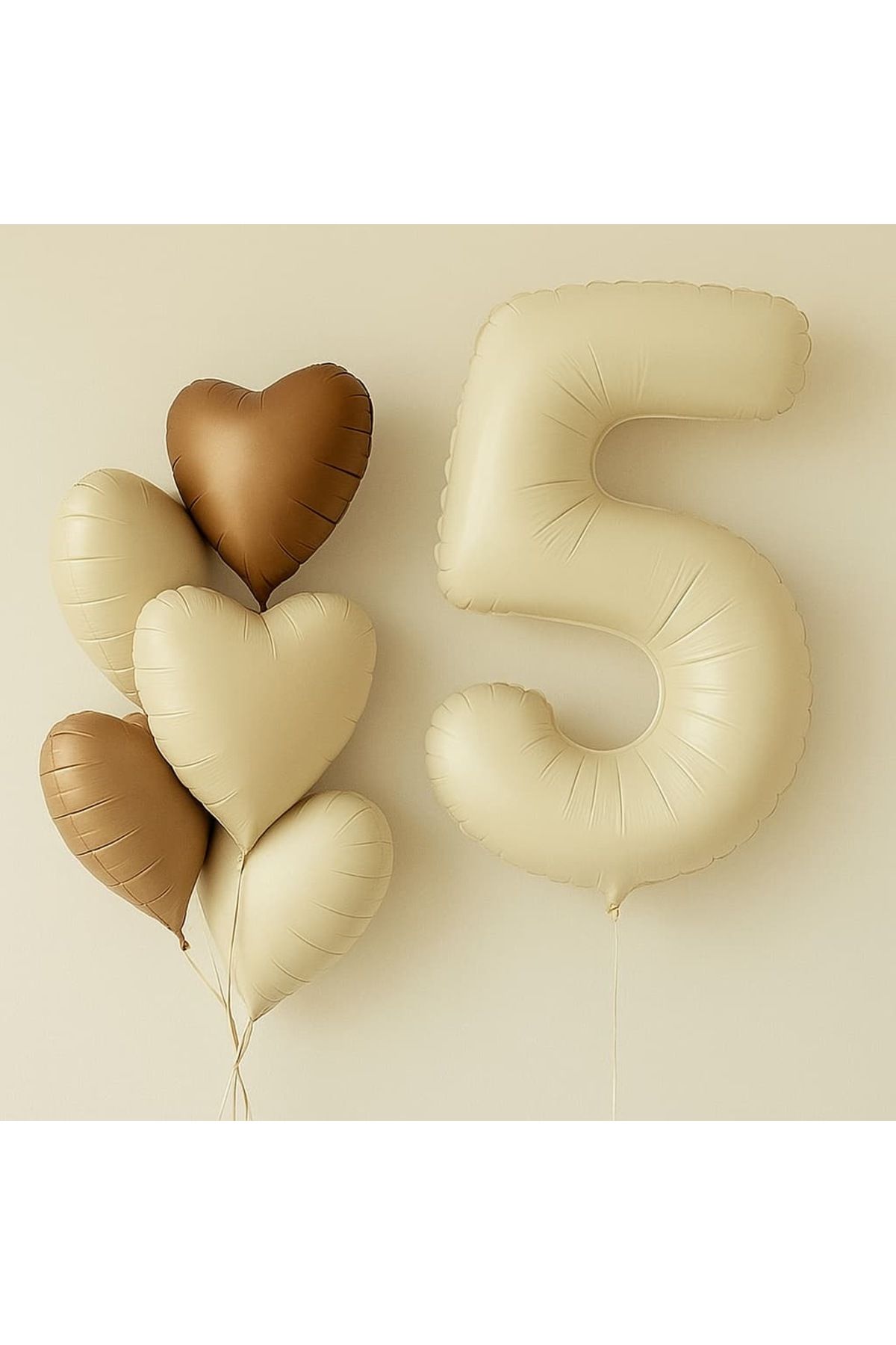 Harmonyparti 5 Yaş Krem Kalpli Balon Set