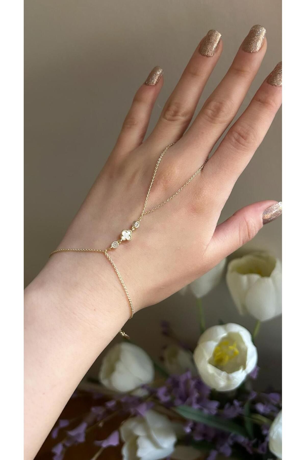 My Luis Accessory Zarif Çiçekli Altın Renk Model Şahmeran Bijuteri