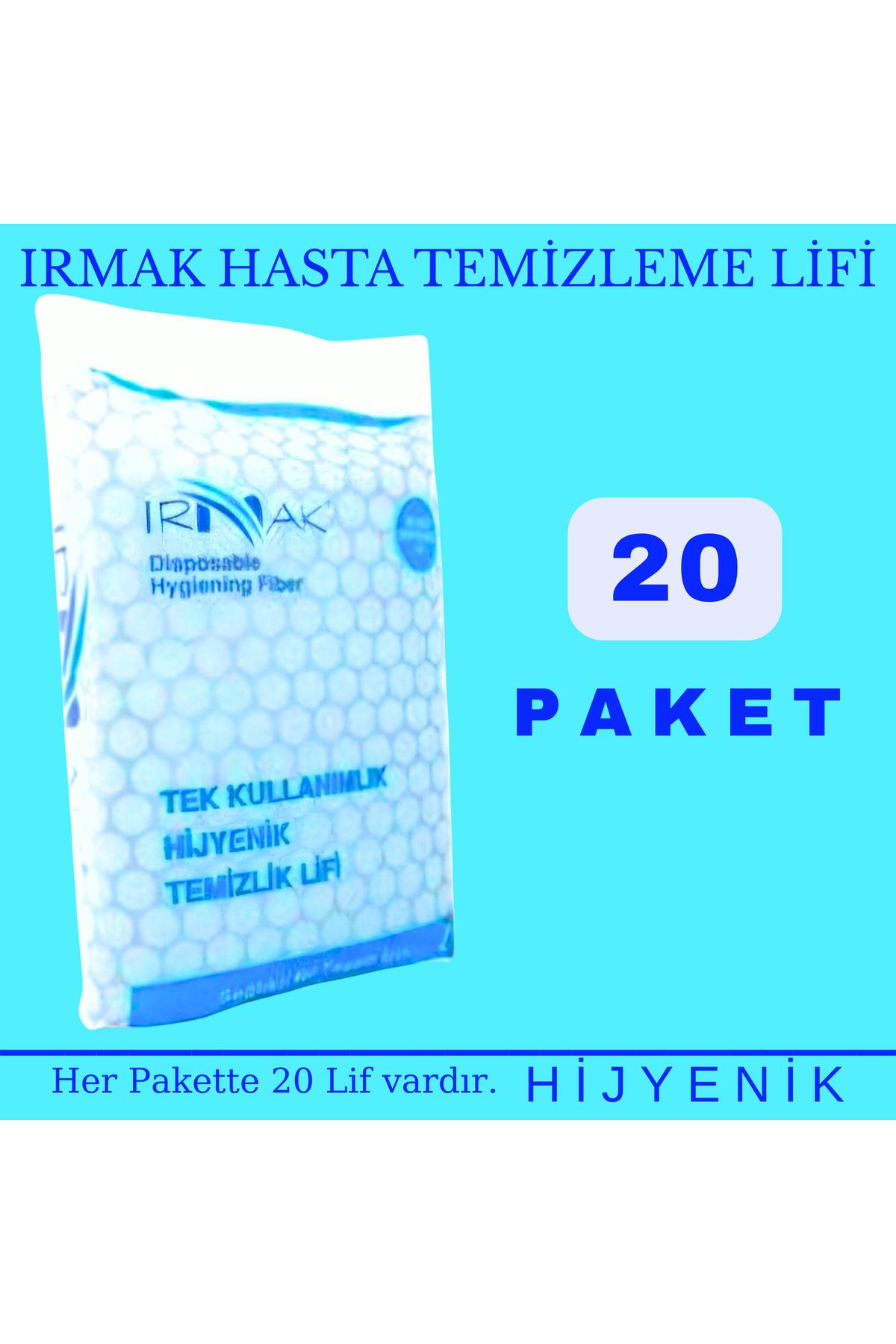 Irmak Hasta Temizleme Lifi 20 Paket / Hasta Banyo / Hasta Temizlik / Hasta Bakım Hijyenik