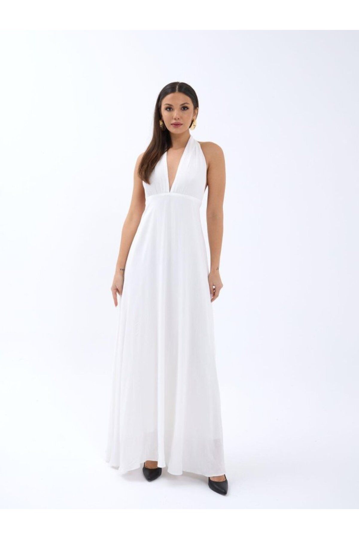 royq 6996 ELBİSE-EKRU