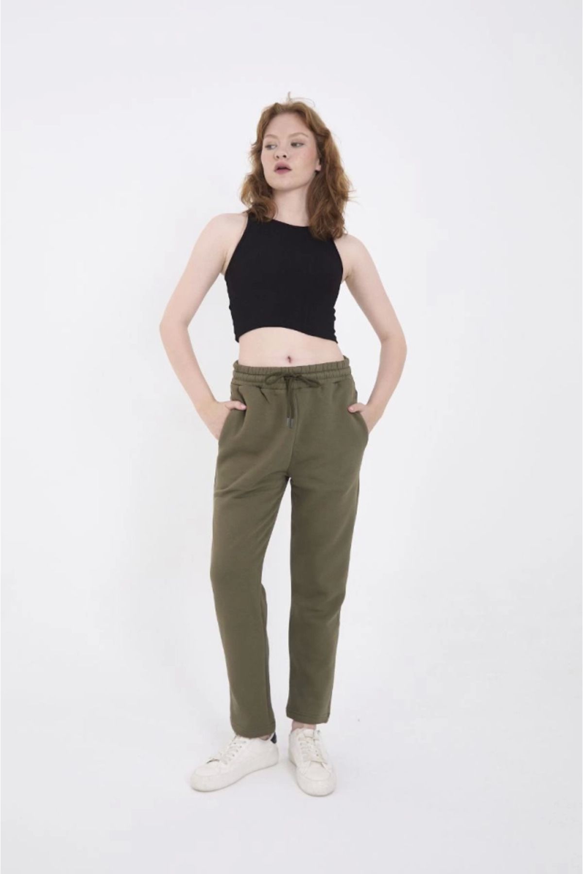 POLEXP Unisex Üç İplik Basic Eşofman Pantolon - Hakİ