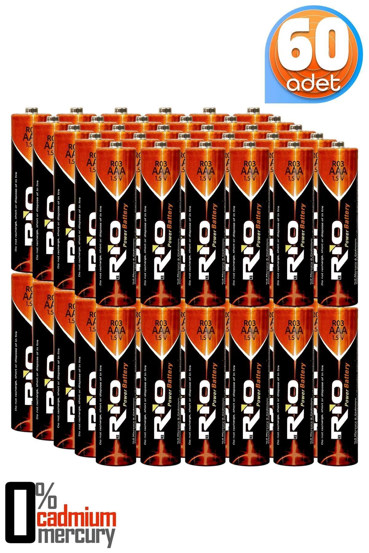 Soft Kare Rio 60lı AAA R03 İnce Kalem Pil Kumanda Pili Çinko Karbon Pil Zn-C 1.5V