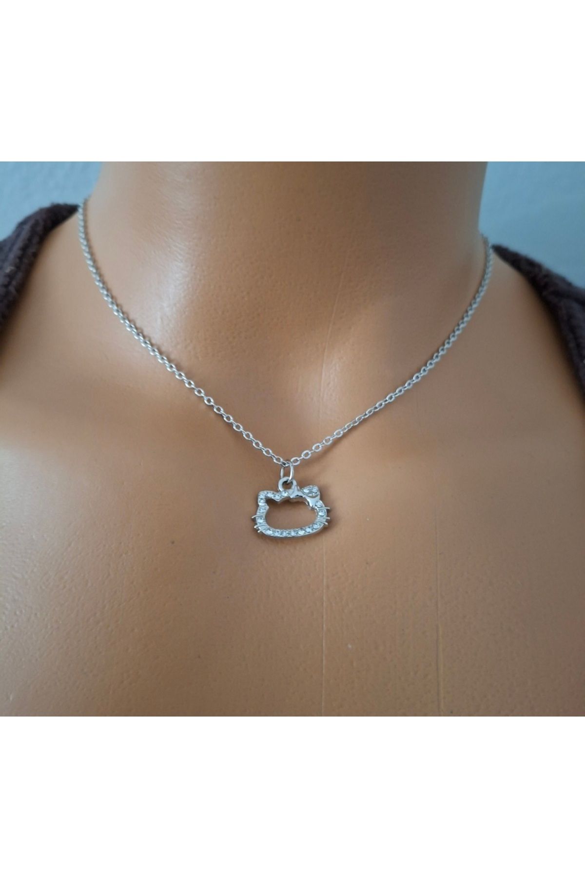 Bujiteri SERİN AKSESUAR GÜMÜŞ KAPLAMA HELLO KİTTY KOLYE