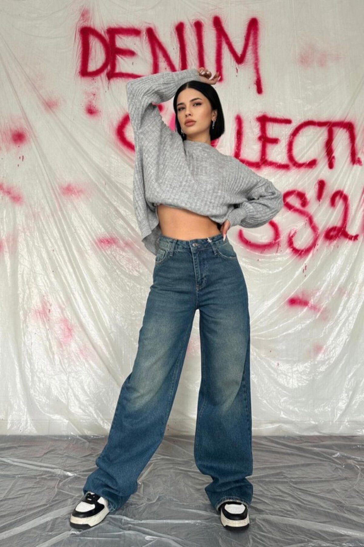royq Lacivert Comfy Jeans Pantolon
