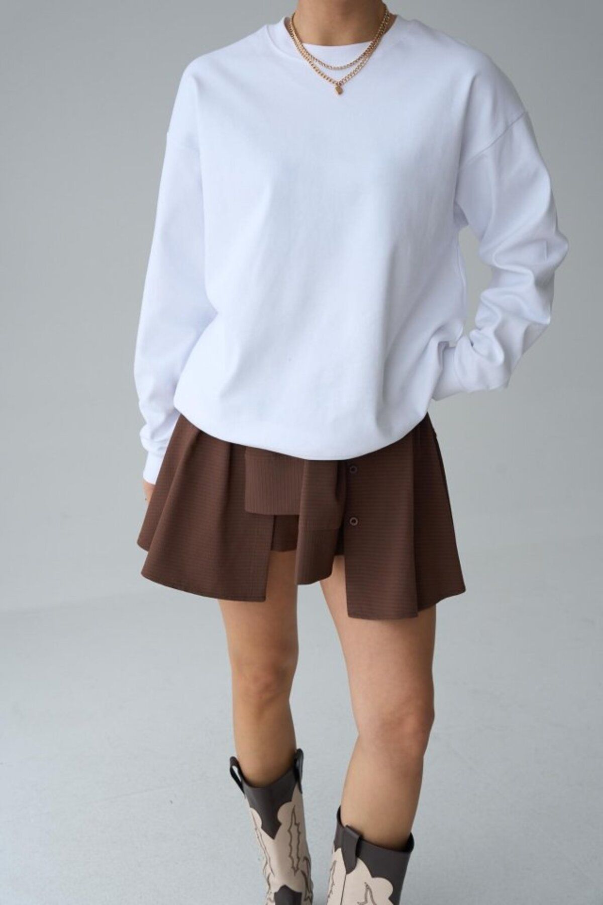 royq Düz SweatShirt - Beyaz