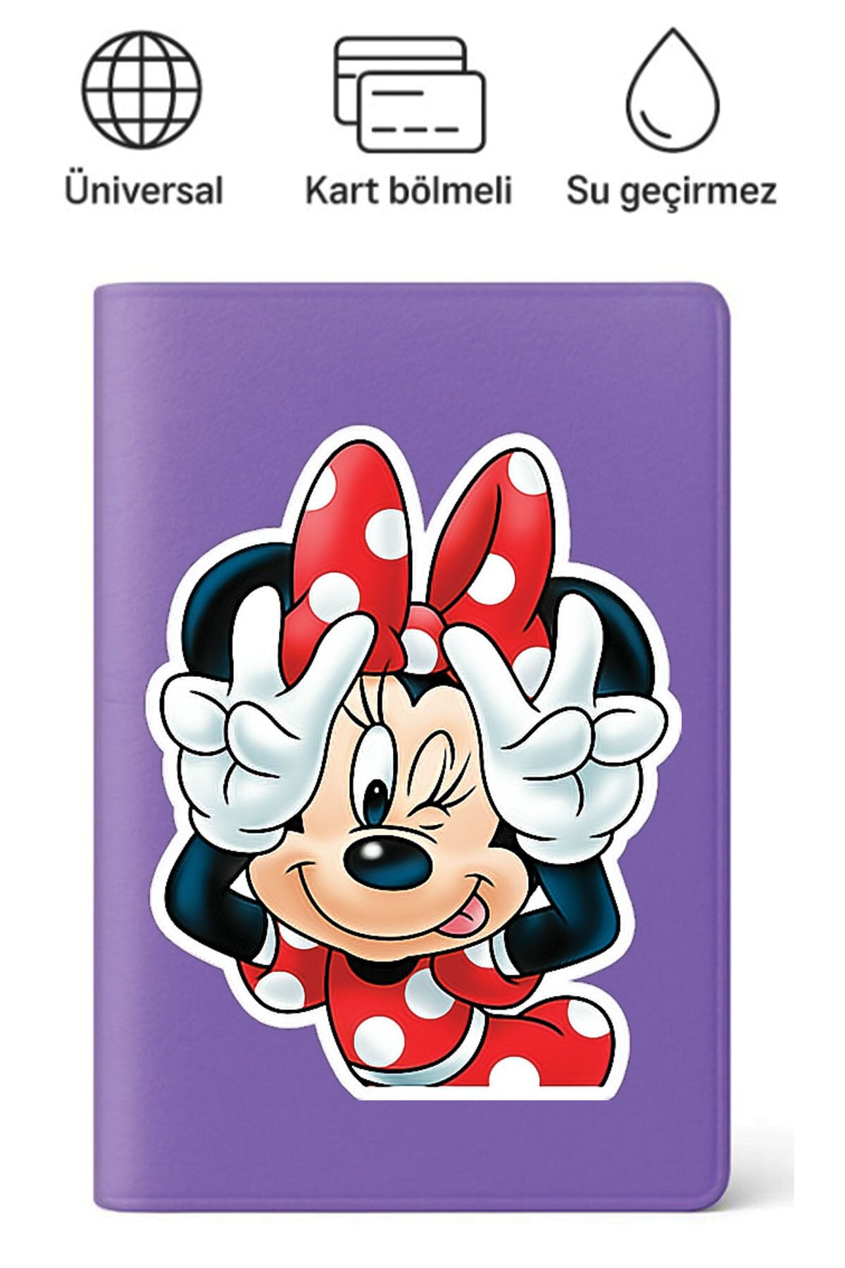 ADACASE Pasaport Kılıfı Pasaportluk Desenli Pasaport Kabı Su Geçirmez Minnie Heyoo