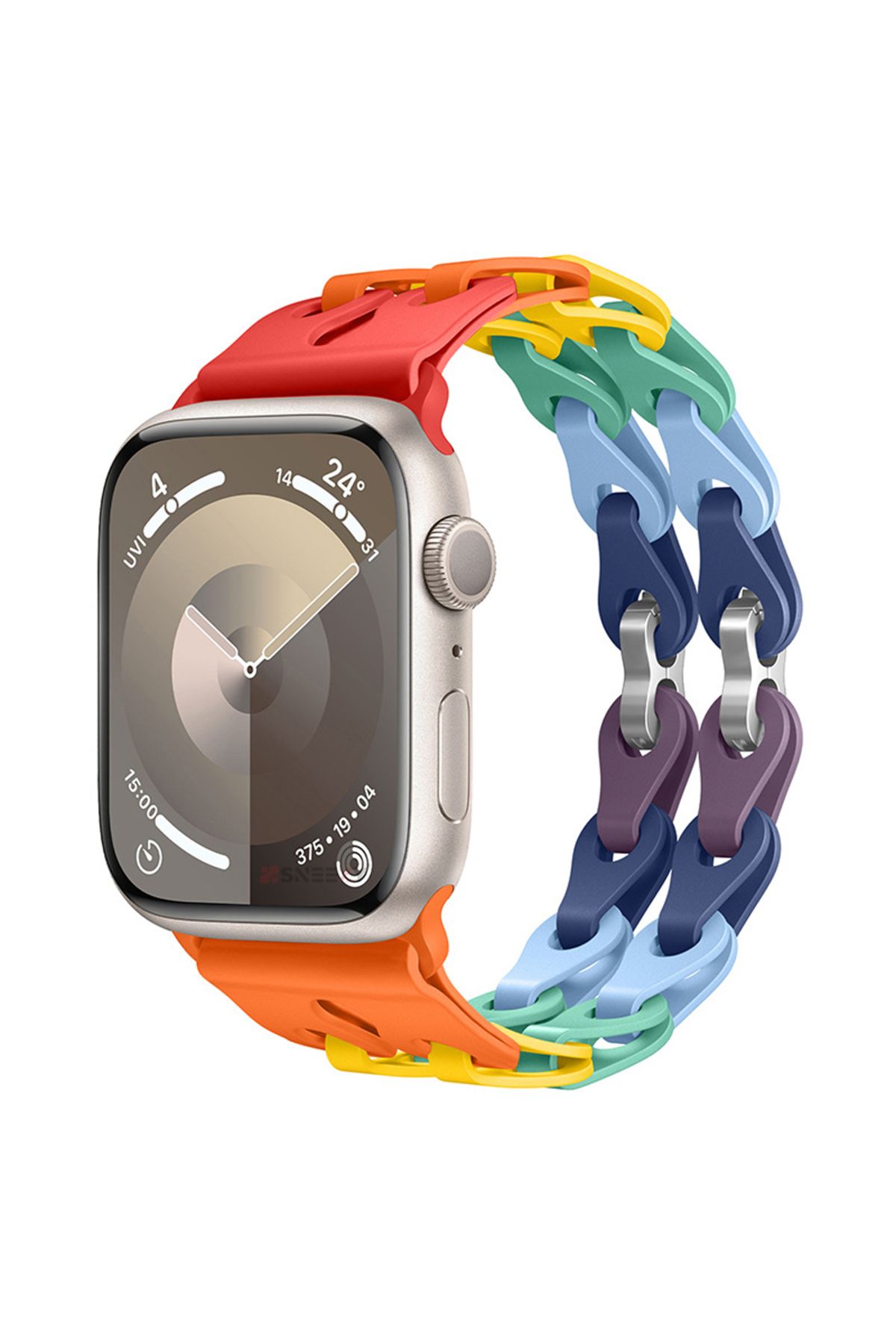 Sneezy Apple Watch Ultra 1 ve 2 Uyumlu 49mm Zincir Desenli Yumuşak Silikon Solo Kordon