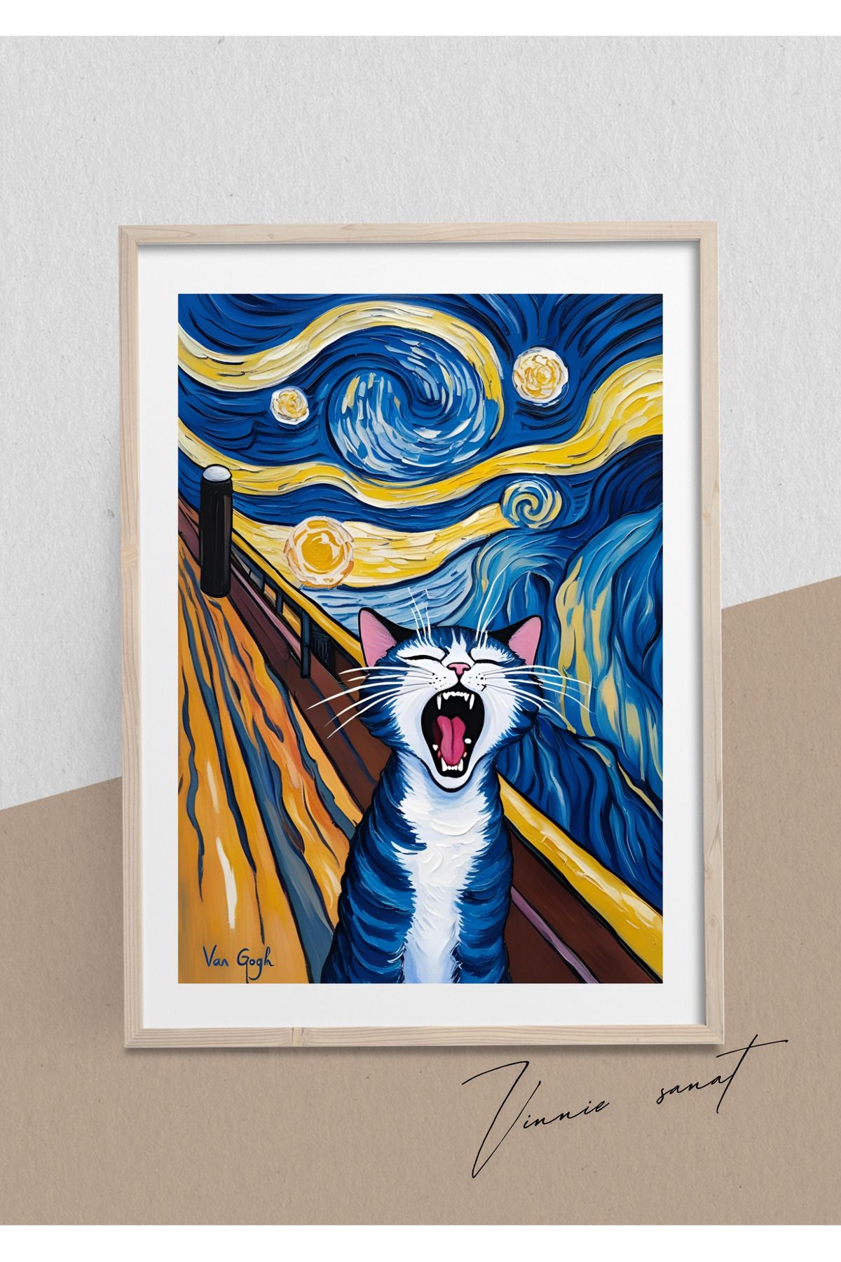 vinnie sanat Çığlık Atan Kedi Tablosu