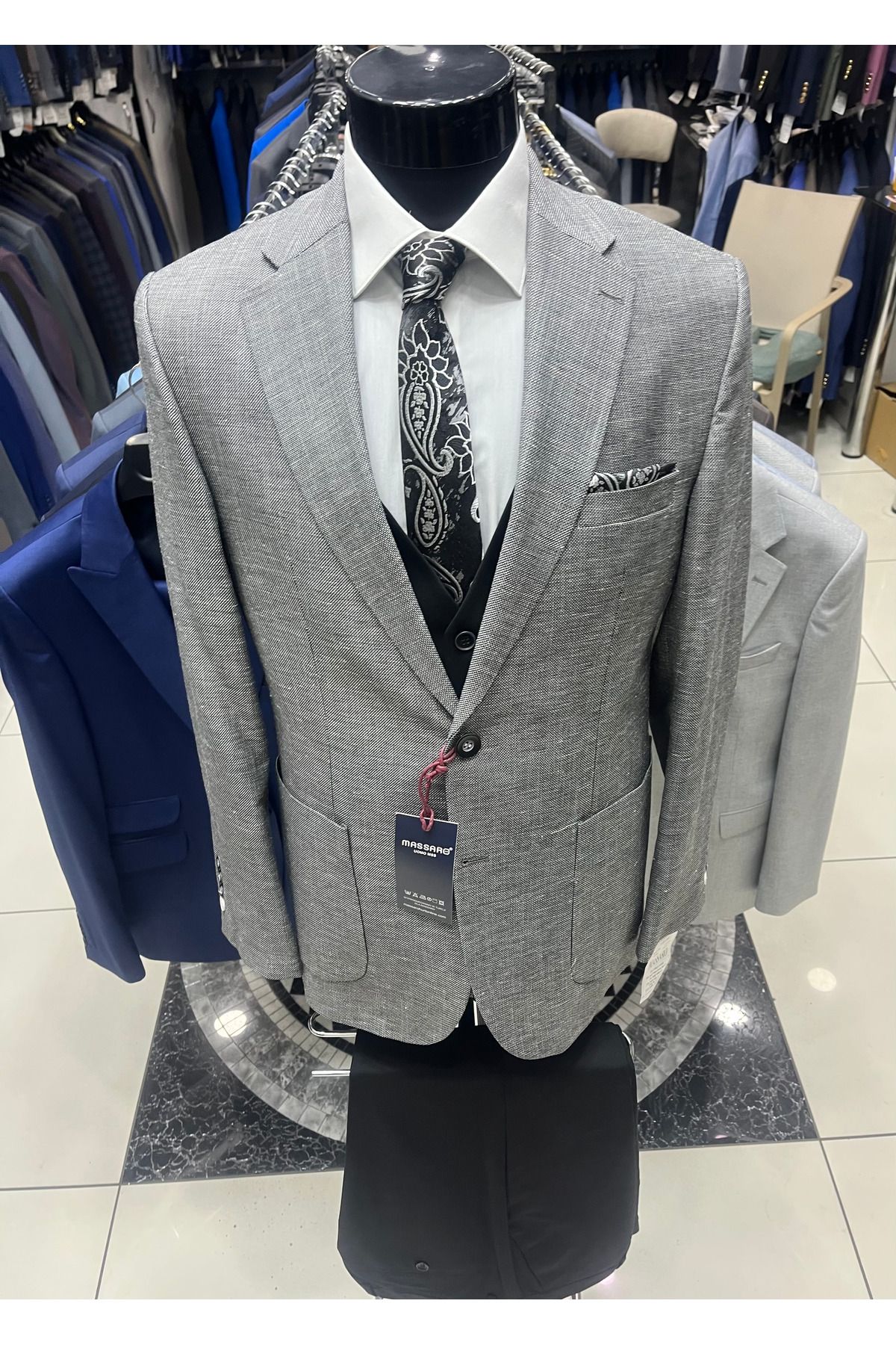 MASSARO KOMBİNLI SLIMFIT YELEKLI TAKIM ( CEKET DUZ VEYA KARELI. PANT YELEK DÜZ)