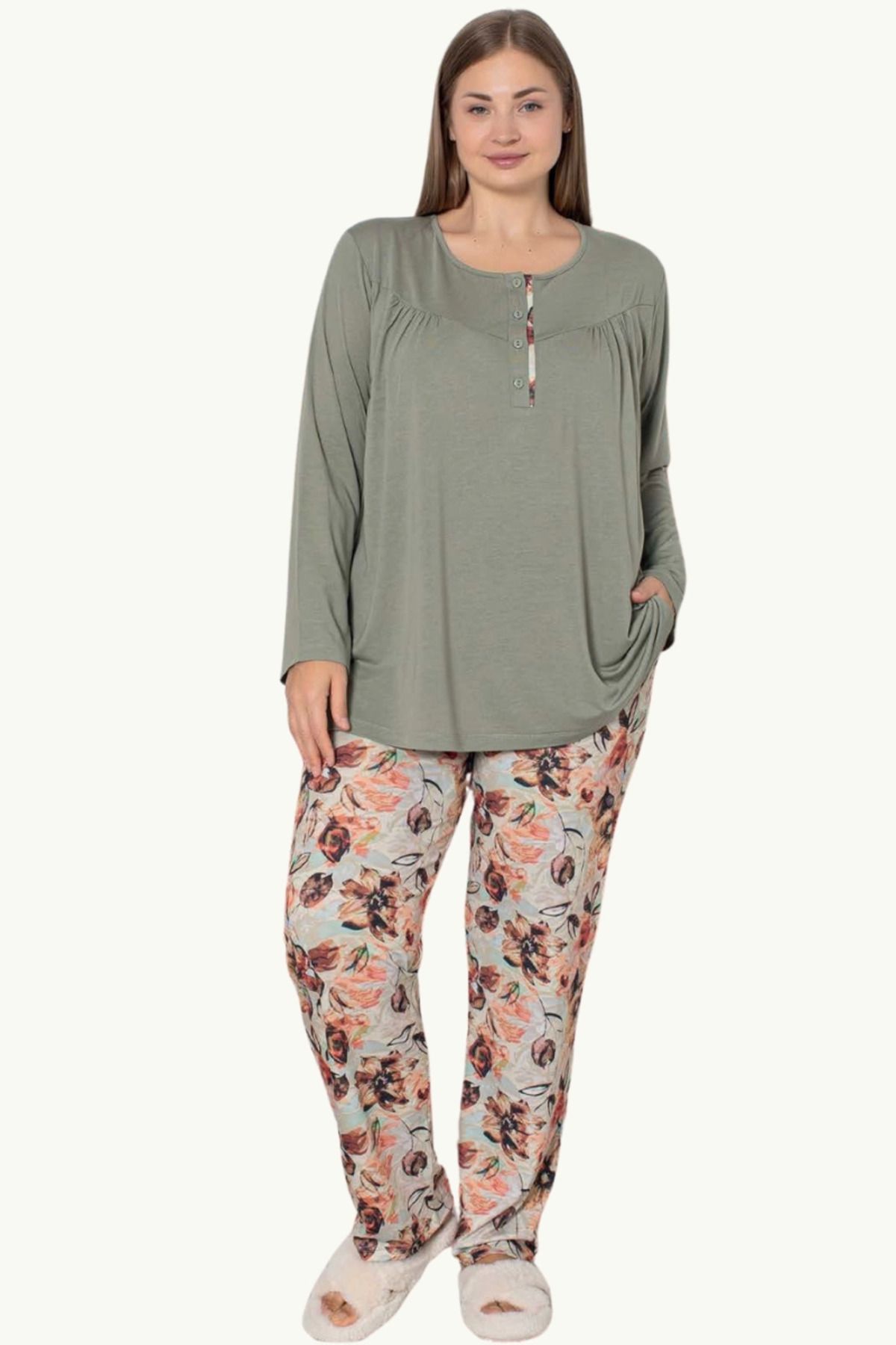 FTT SHOPPING MARKET Limissi Viskon Battal Kadın Pijama 24706