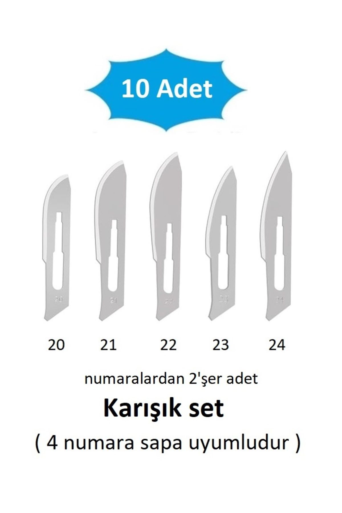 QBR Home 10lu paket Karışık Ahşap Heykel Oyma Sanat Yedek Bıçağı ( 2şer adet no:20-21-22-23-24 karışık set)