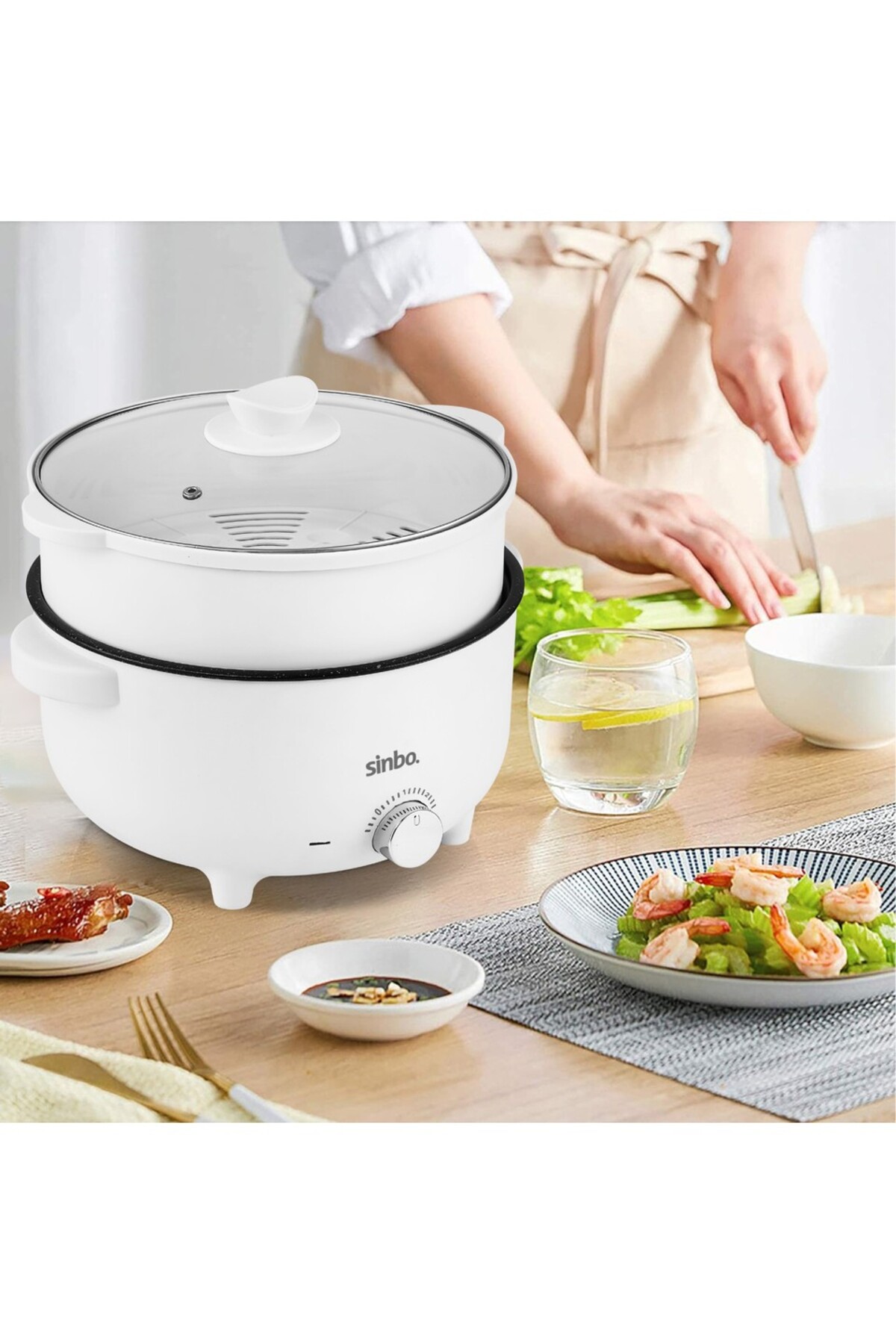 Simbo 3 Litre Çok Fonksiyonlu Buharlı Pişirici Güveç, Pilav, Çorba, Haşlama 700W SCO-5061 fotoğrafı 4 (önizleme)