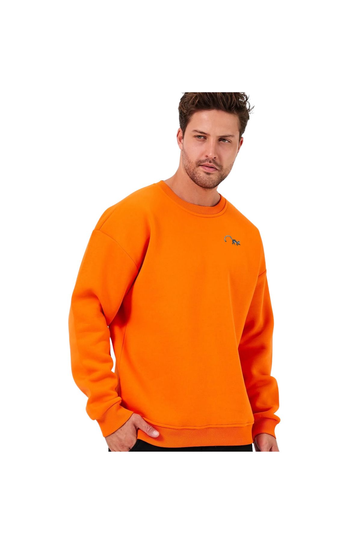 ChapellaSocks Lemur Desen Nakışlı Unisex Sweatshirt- %100 Pamuk ve Rahat!