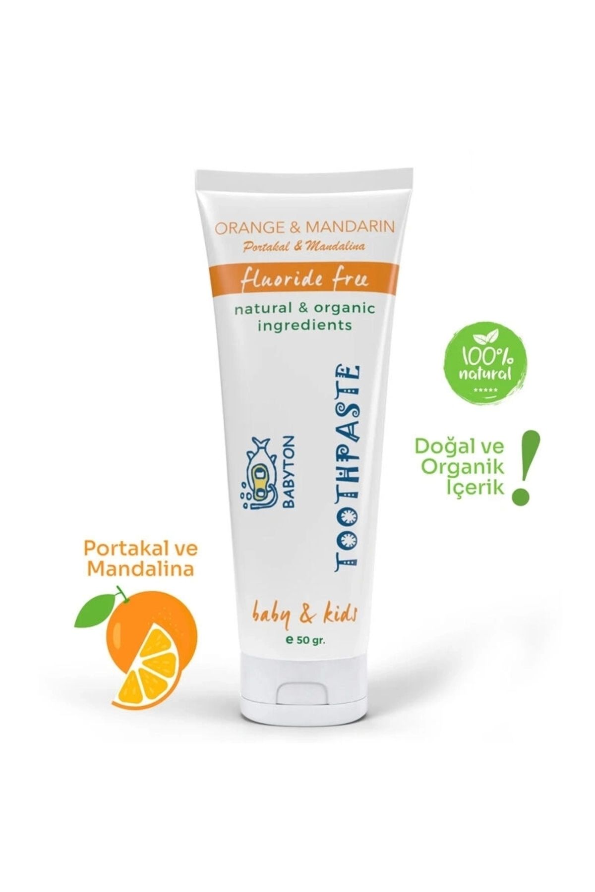 FTT SHOPPING MARKET Nessiworld Babyton Organik Doğal Portakal & Mandalina Aromalı Diş Macunu 50 Gr