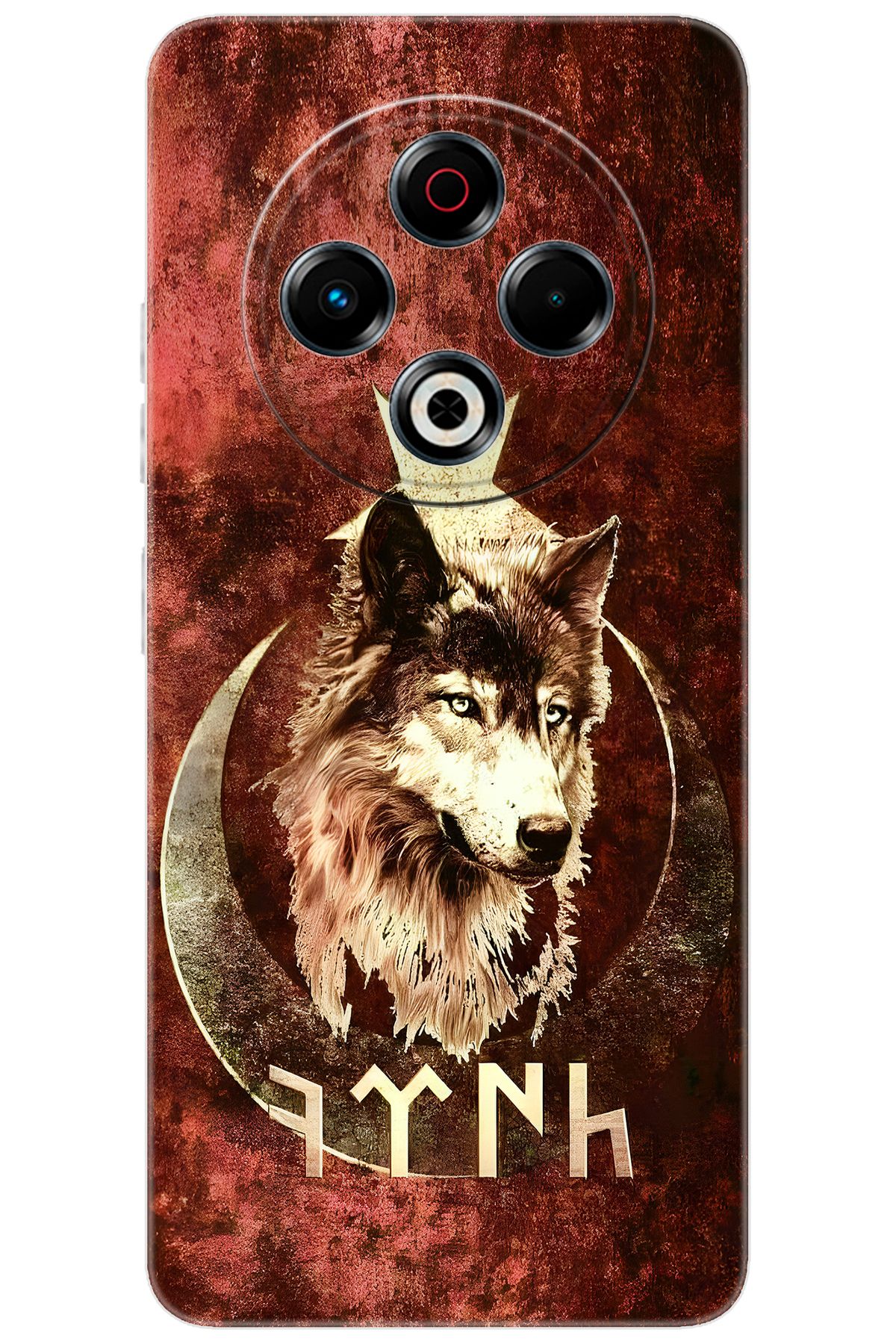 TECNO Spark 30 (KL6) Uyumlu Kılıf Desen Baskılı Silikon Kurt ve Göktürkçe STK:385 CP-wxytouv
