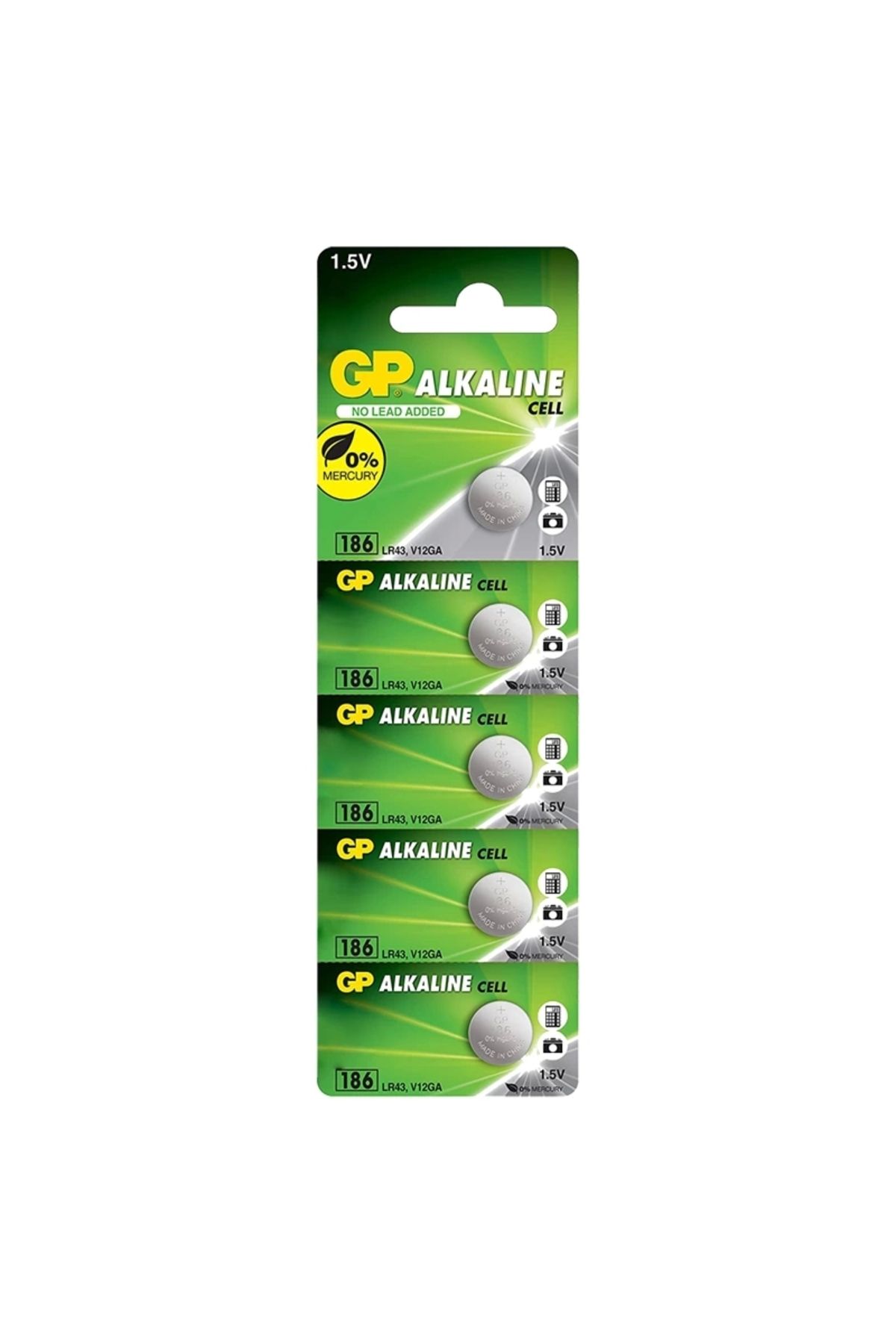 feminight Gp 186 Lr43 Alkalin 1.5v Düğme Pil ( (186f-2c5) 5li Paket