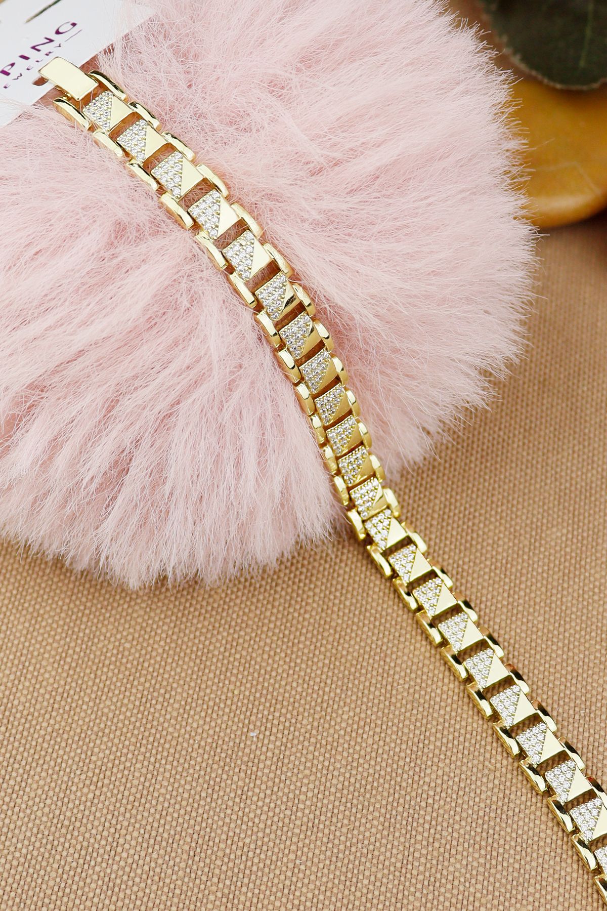 Keyifli Hayaller Xuping Vip Bileklik - Xuping Zirkon Taşlı Kordon Model 7mm Zarif Şık Gold Kararmaz Bileklik 17+2cm