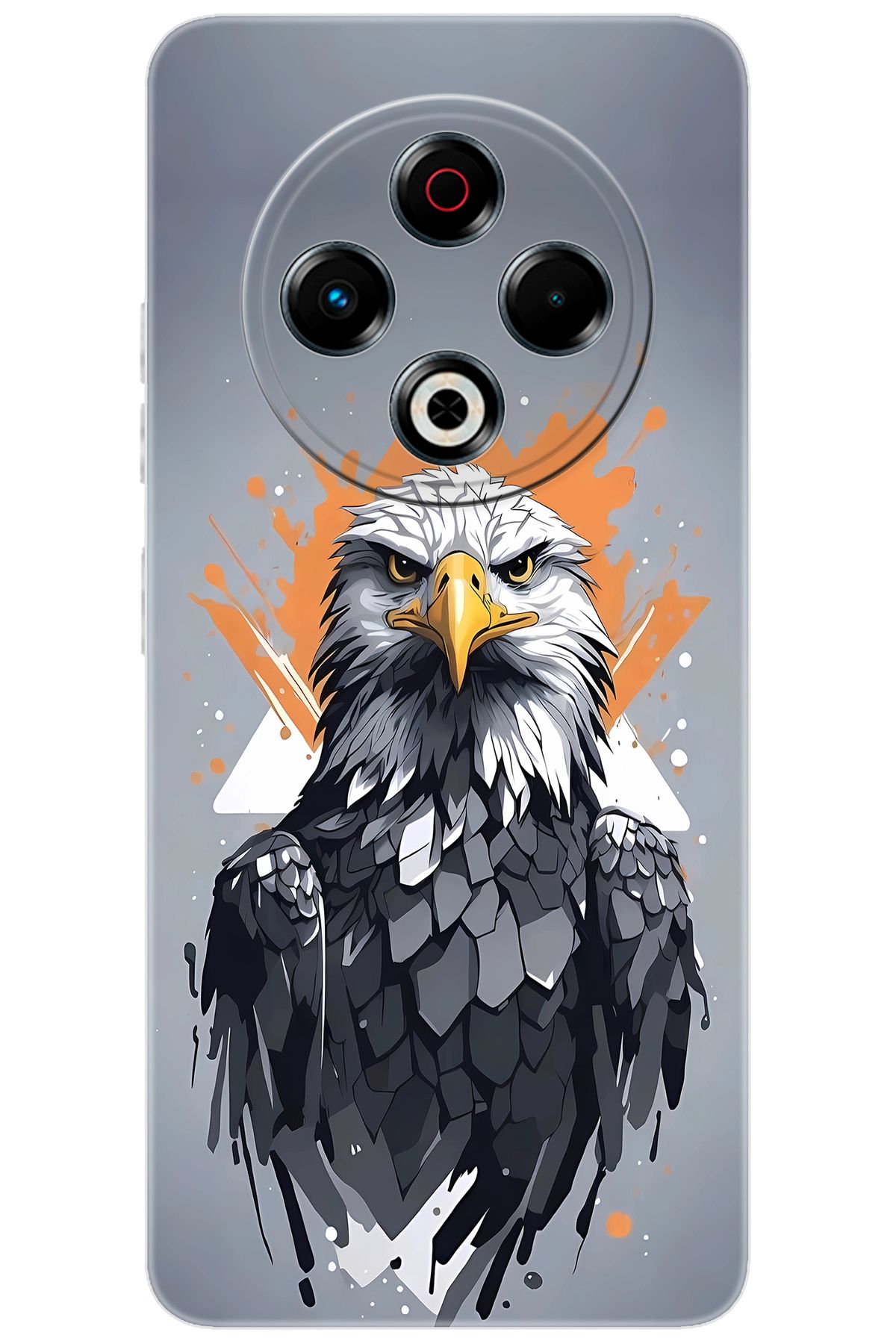 TECNO Spark 30 (KL6) Uyumlu Kılıf Desen Baskılı Silikon Kartal STK:639 CP-jX3VIAo