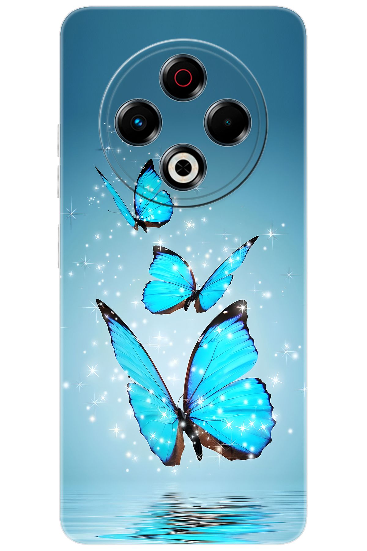 TECNO Spark 30 (KL6) Uyumlu Kılıf Desen Baskılı Silikon Mavi Kelebek STK:710 CP-4MV8dkF