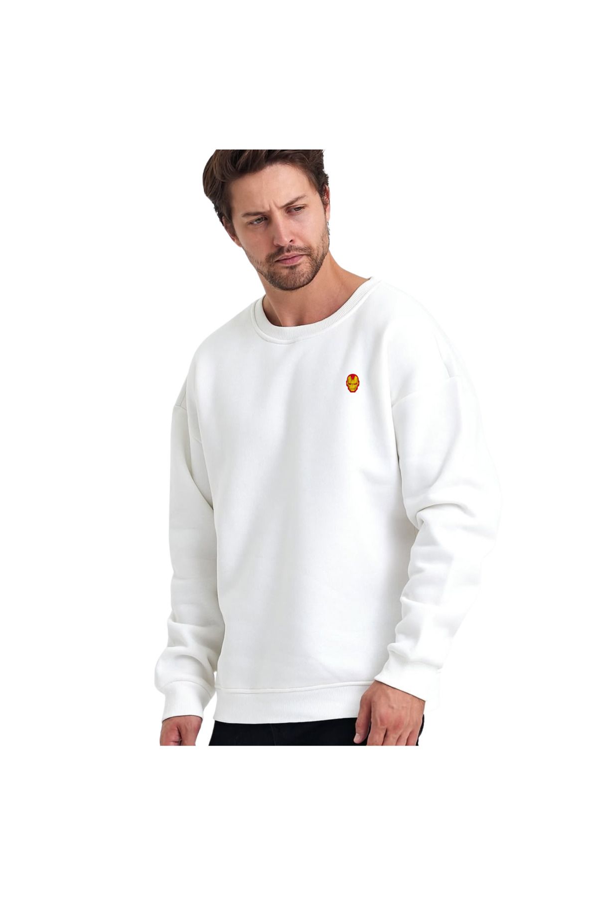 ChapellaSocks Iron Man Desen Nakışlı Unisex Sweatshirt- %100 Pamuk ve Rahat!