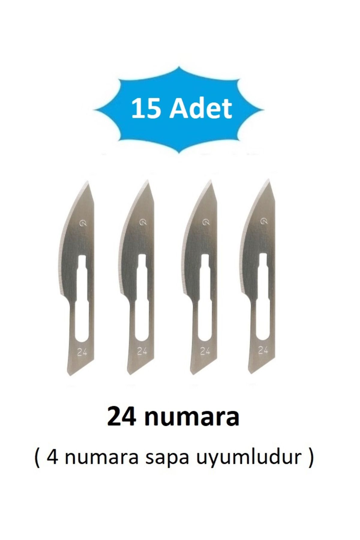 QBR Home 15li paket 24 numara Ahşap Heykel Oyma Sanat Yedek Bıçağı. Geçirmeli Tip ( 4 numara sapa uyumlu )