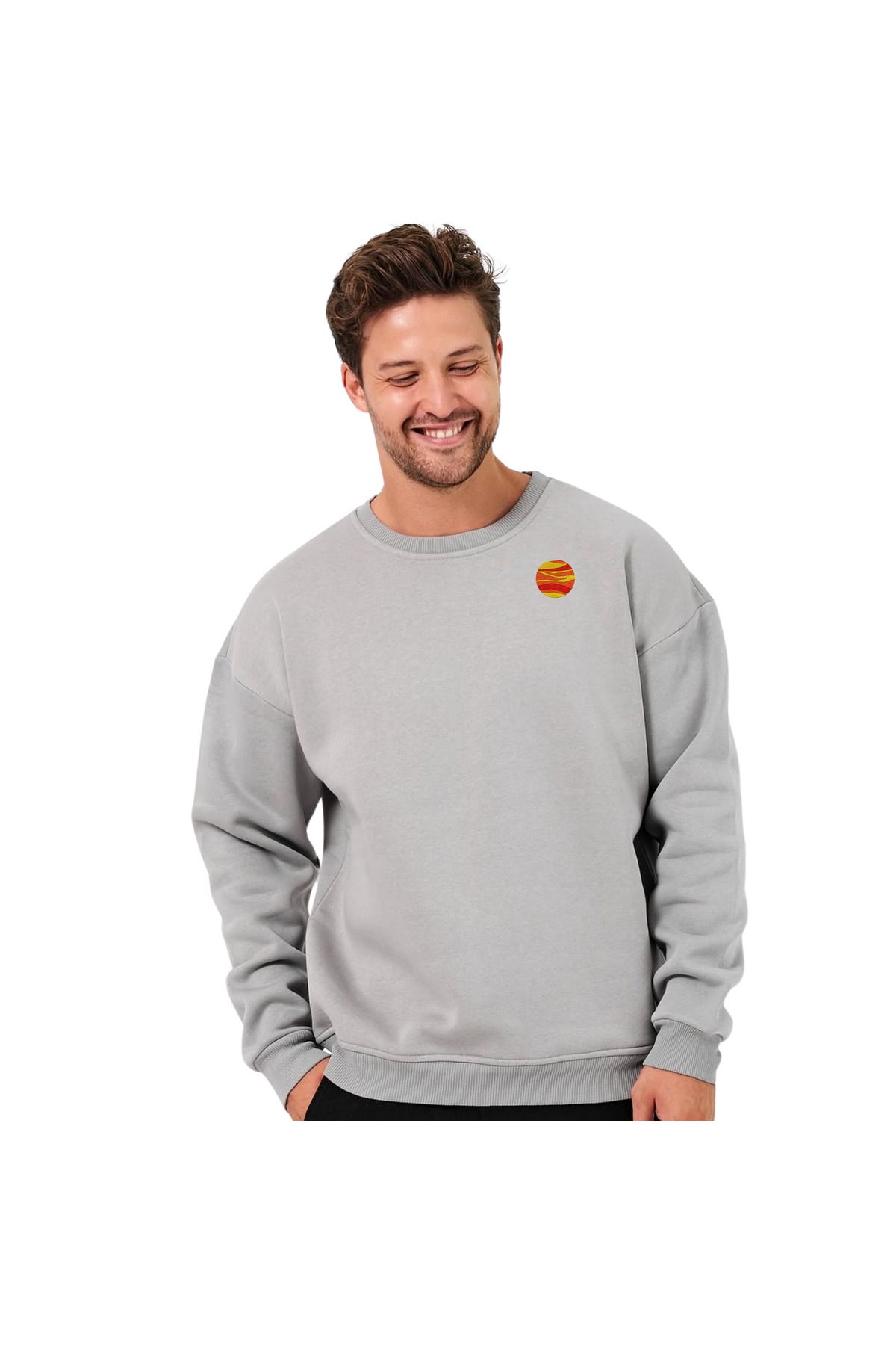 ChapellaSocks Mars Desen Nakışlı Unisex Sweatshirt- %100 Pamuk ve Rahat!