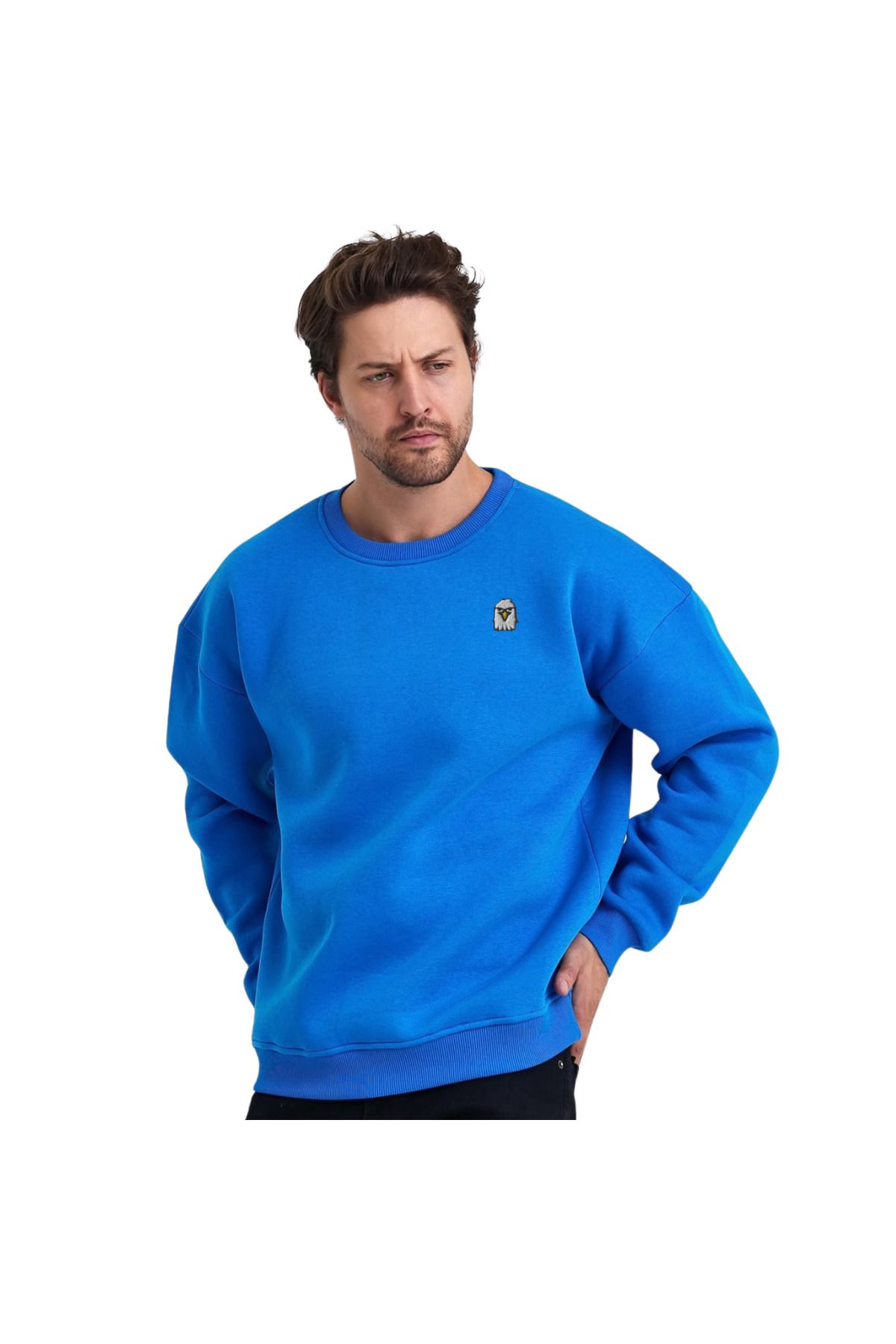 ChapellaSocks Kartal Desen Nakışlı Unisex Sweatshirt- %100 Pamuk ve Rahat!