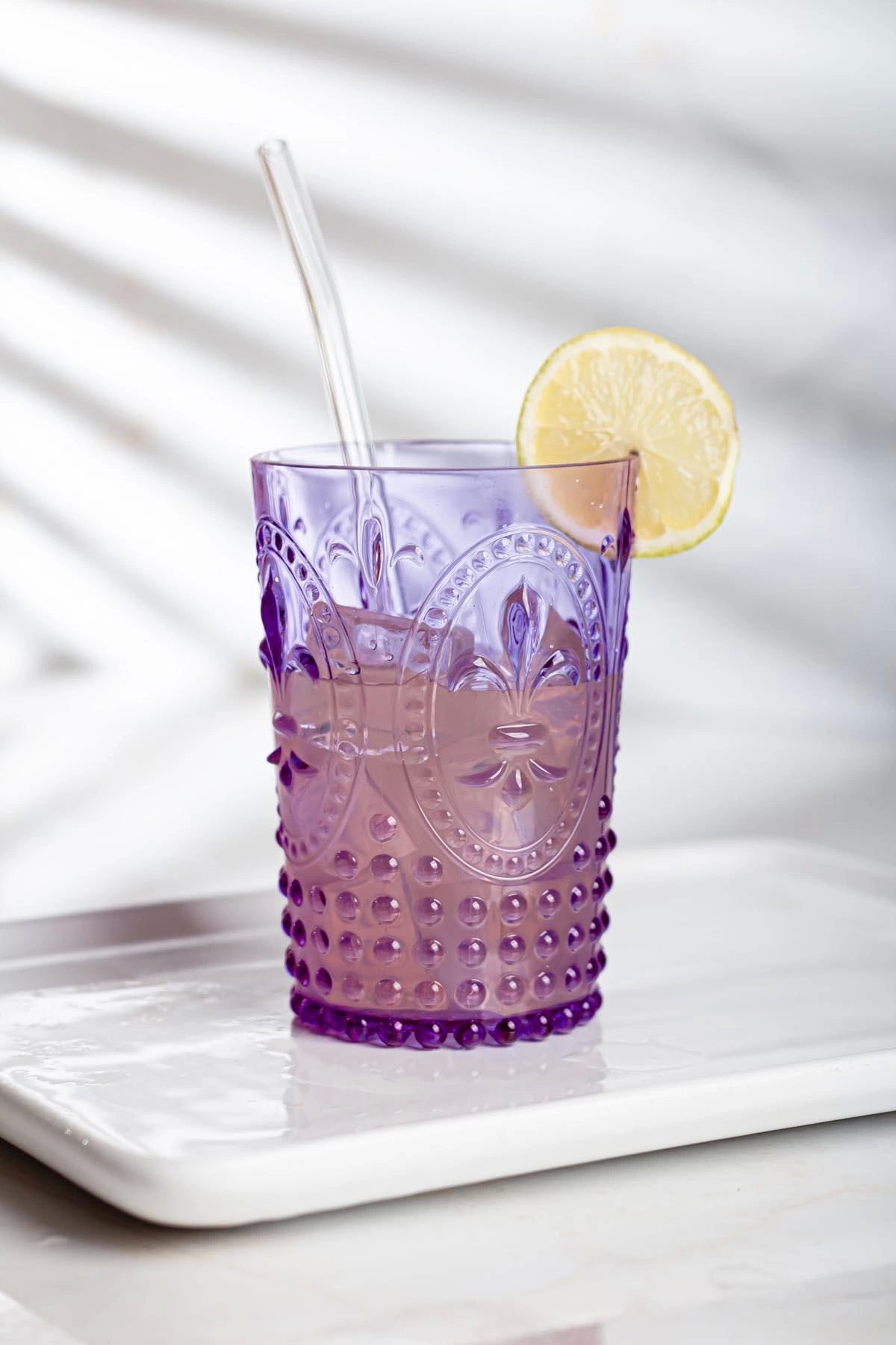 FTT SHOPPING MARKET Akrilik Mor Kısa Bardak & Su Meşrubat Kahve Yanı Bardağı 400 ml ( Cam Değildir )