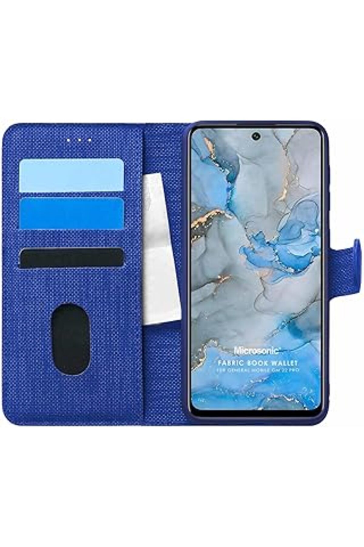 Mu Art Microsonic General Mobile Gm 22 Pro Için Kılıf Fabric Book Wallet Lacivert [gm 22 Pro Ile Uyumlu Kı