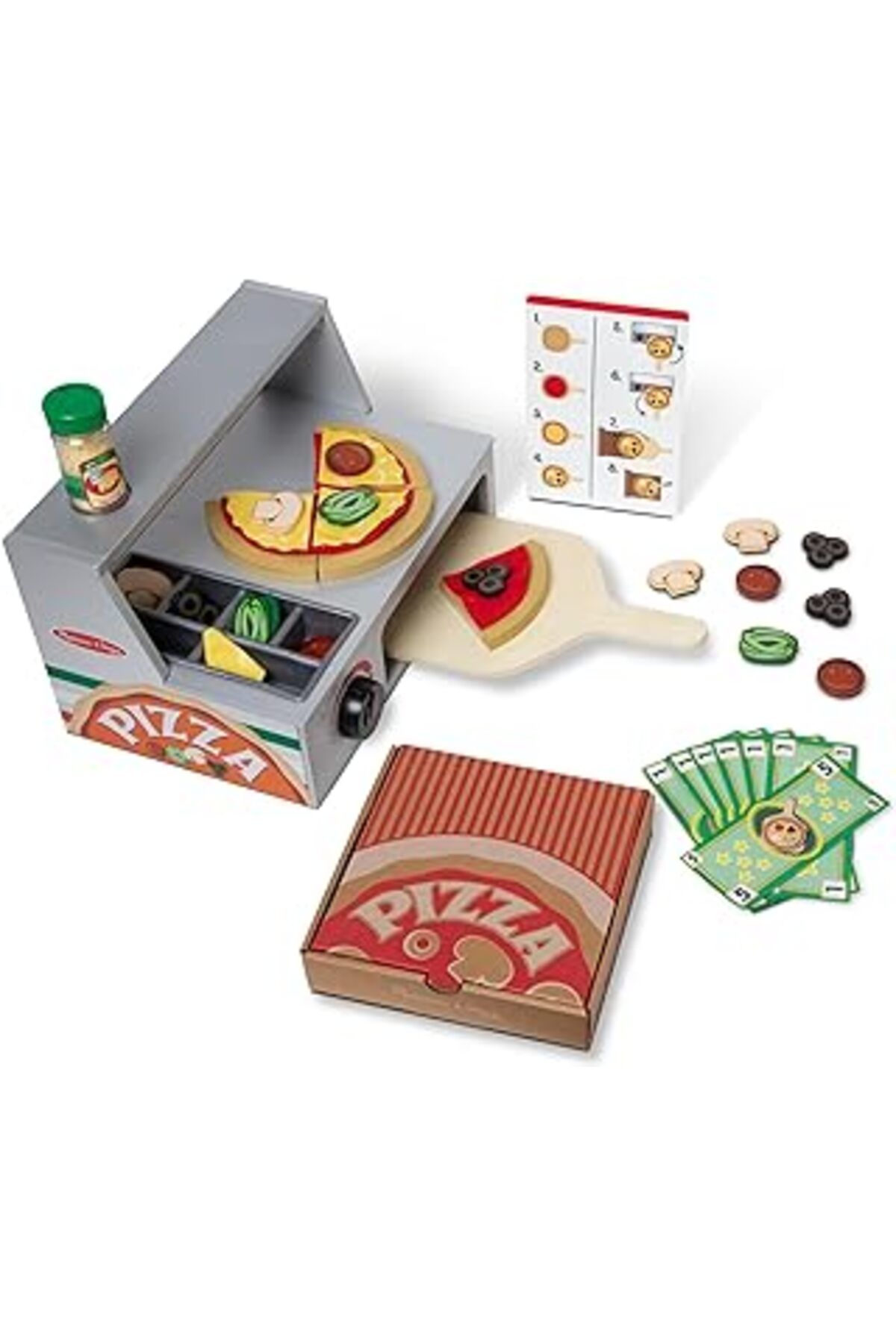 Mu Art Melissa & Doug Ahşap Tezgah Ve Pizza Tezgahı Oyun Seti, Ahşap Oyuncaklar, Oyuncak Yiyecek, Sembolik