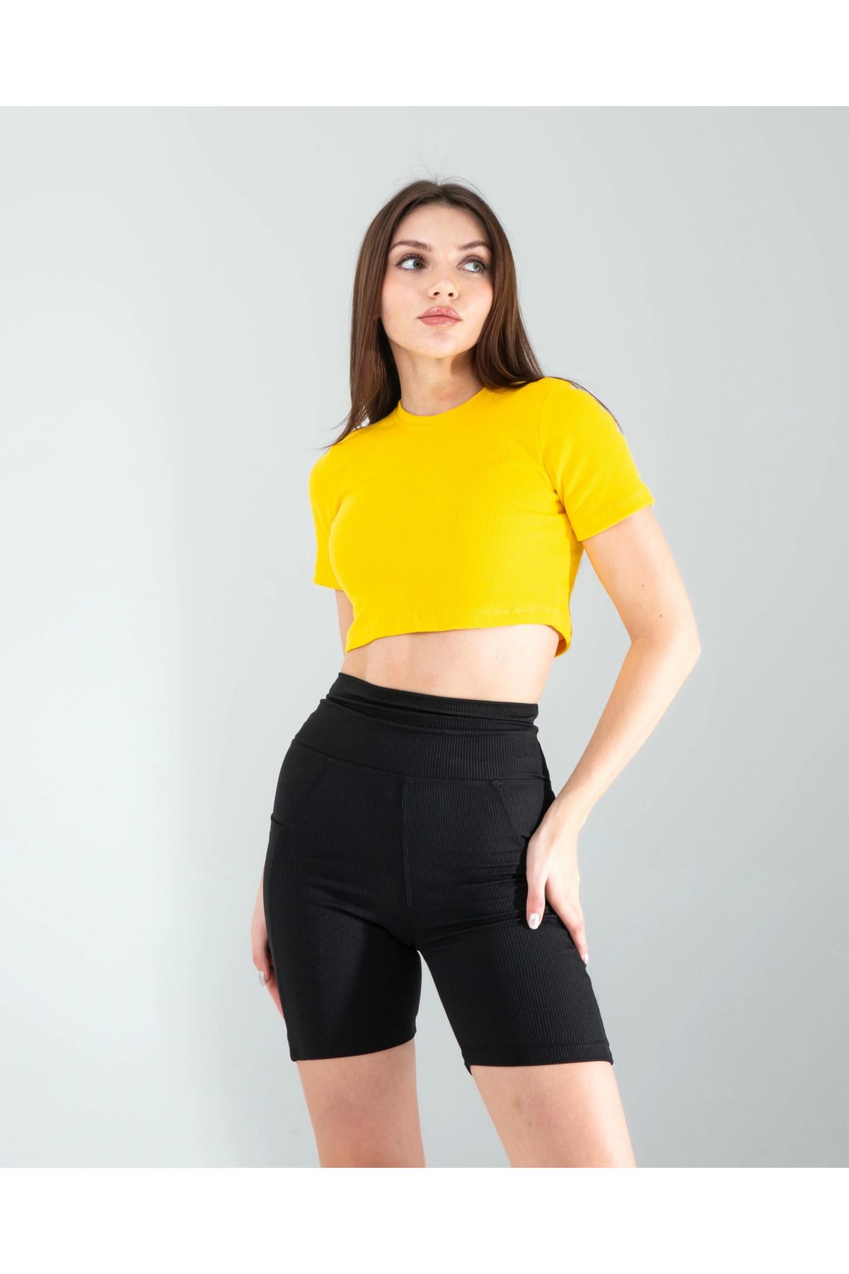 POLEXP Sarı Fitilli Kaşkorse Mini Bluz
