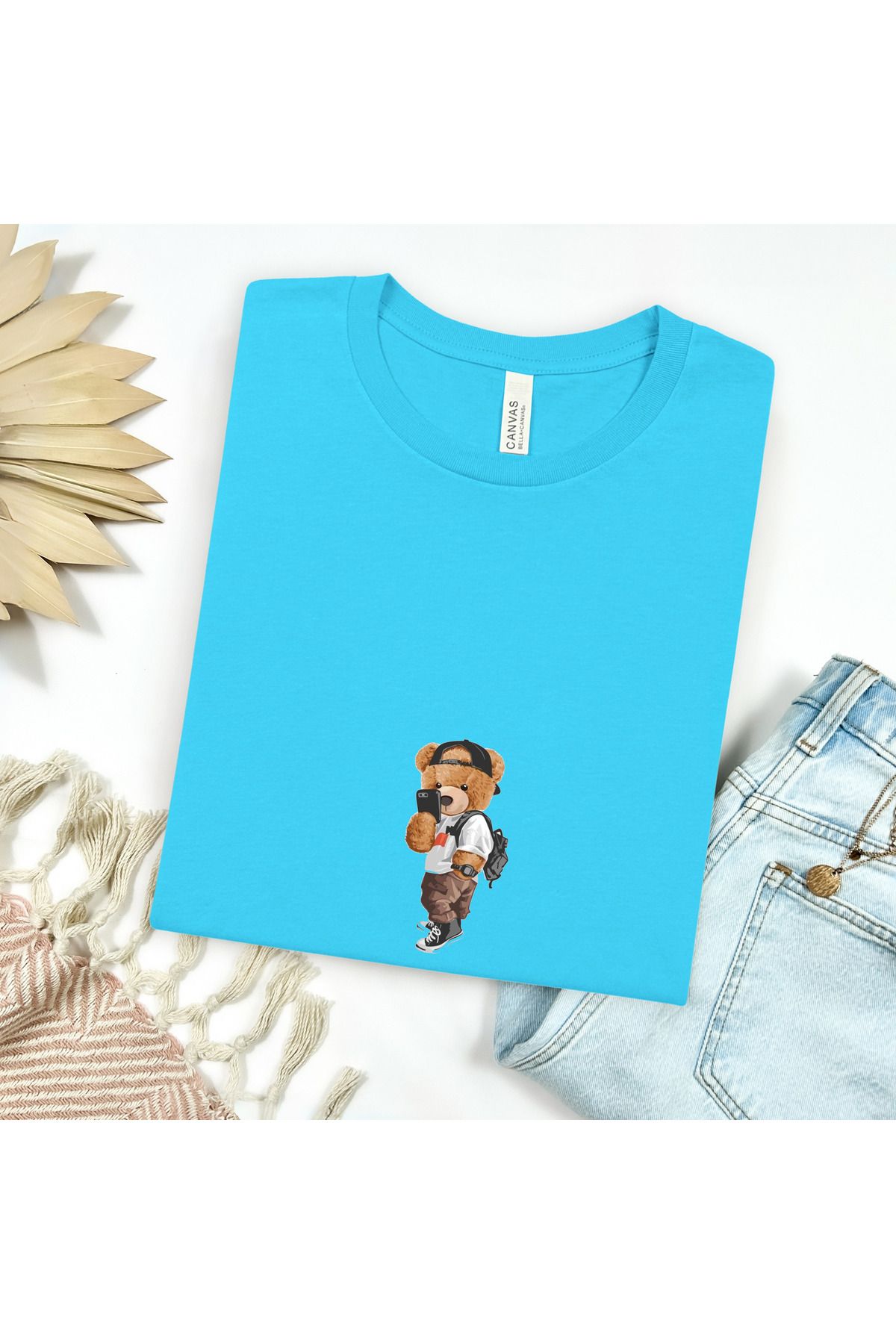 GHAND ICON BEAR SELFIE Baskılı trend Unısex Normal Kalıp T-Shirt