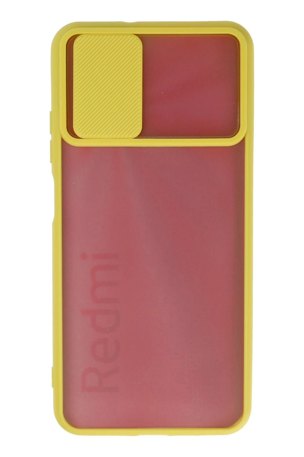NewFace Xiaomi Redmi 9T Kılıf Palm Buzlu Kamera Sürgülü Silikon - Sarı FLKRY