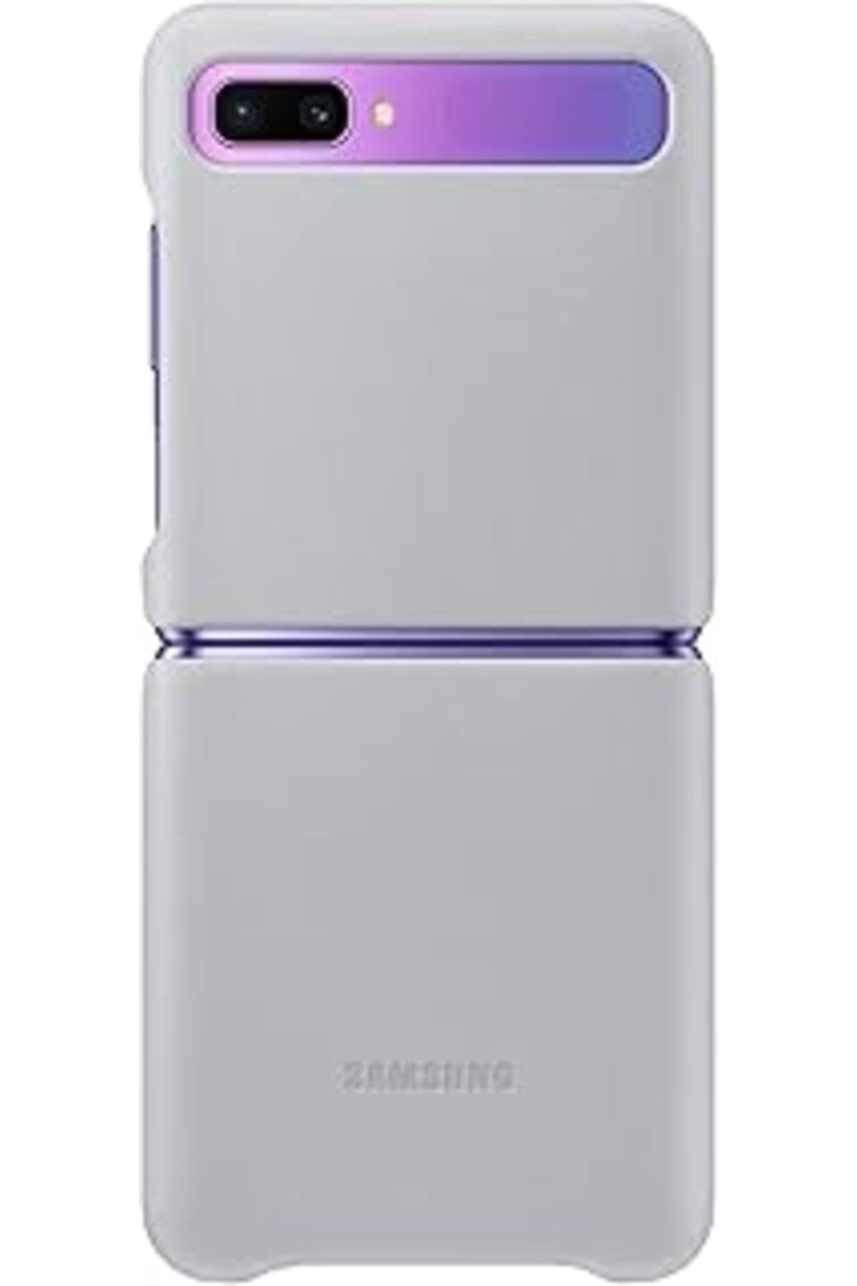 Mu Art Galaxy Z Flip Deri Cep Telefonu Kılıfı, Gümüş Gri