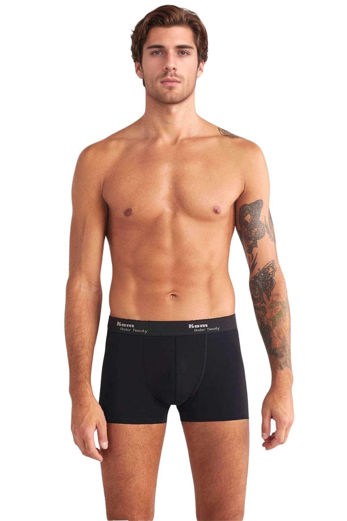 Kom Erkek Pamuklu Modal Lastikli Bel Dar Paça 2'li Boxer