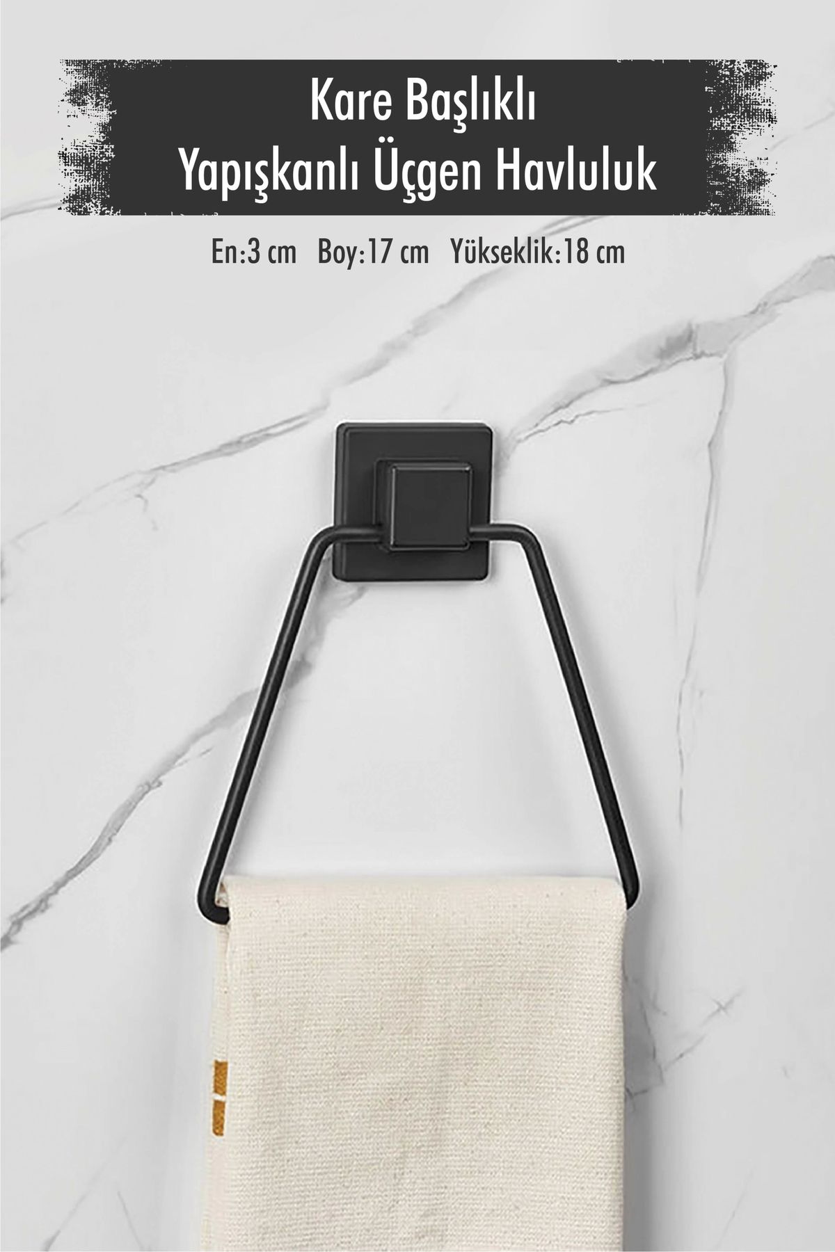 FTT SHOPPING MARKET Yapışkanlı Kare Başlıklı Siyah Üçgen Havluluk