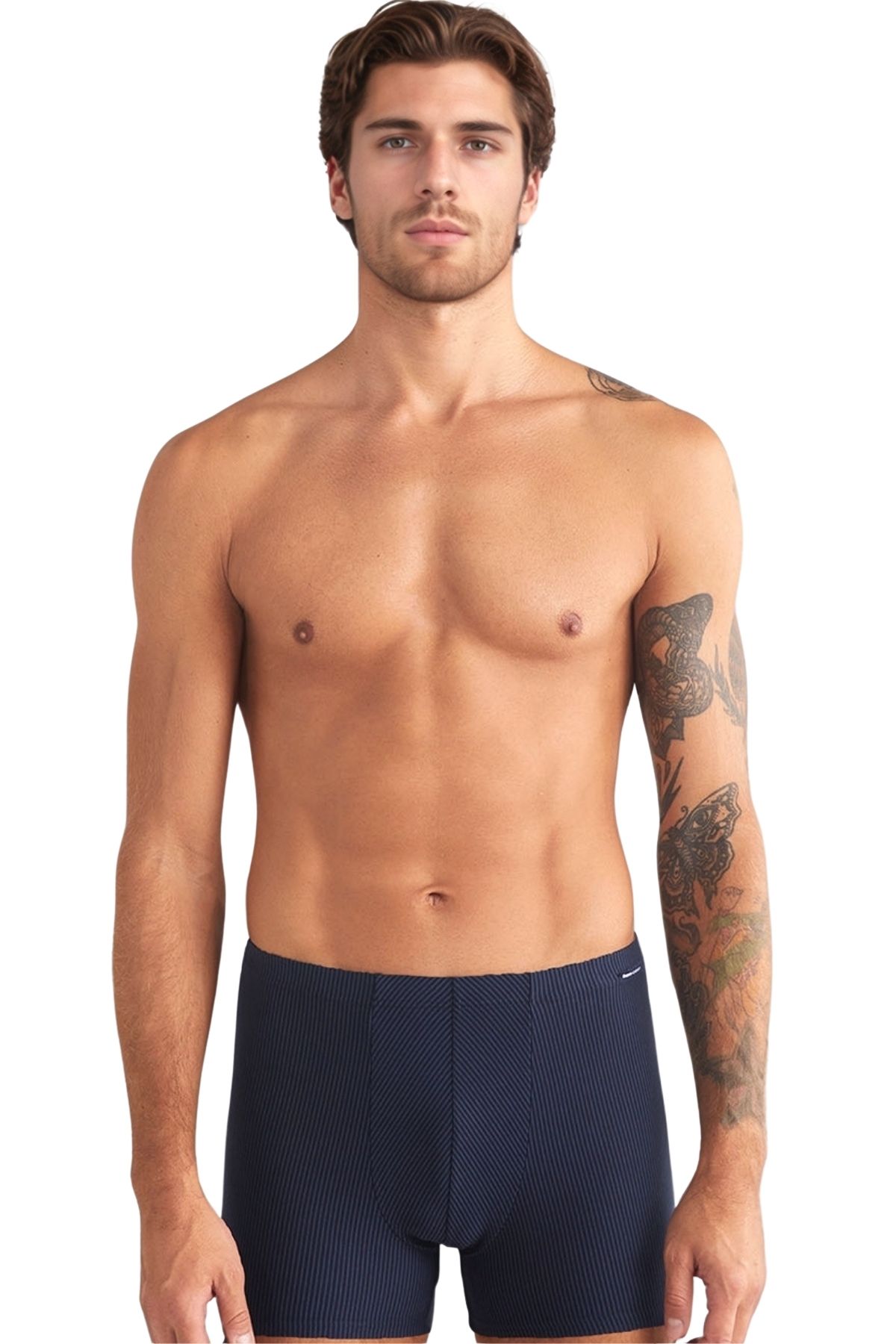 Kom Erkek Pamuklu Kendinden Çizgili Şık Desen Dar Paça 3'lü Boxer
