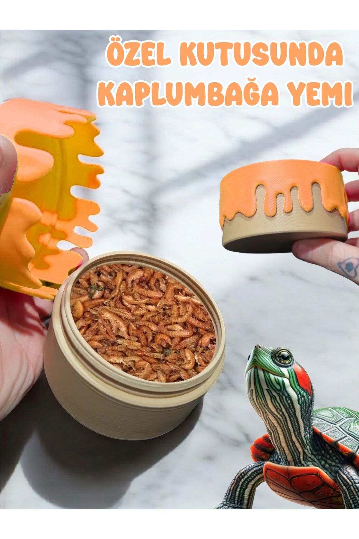 H×UUNG Kutulu Kurutulmuş Gammarus Karides Kaplumbağa Yemi , Balık Yemi ( Turuncu - Renk ) 20 GR