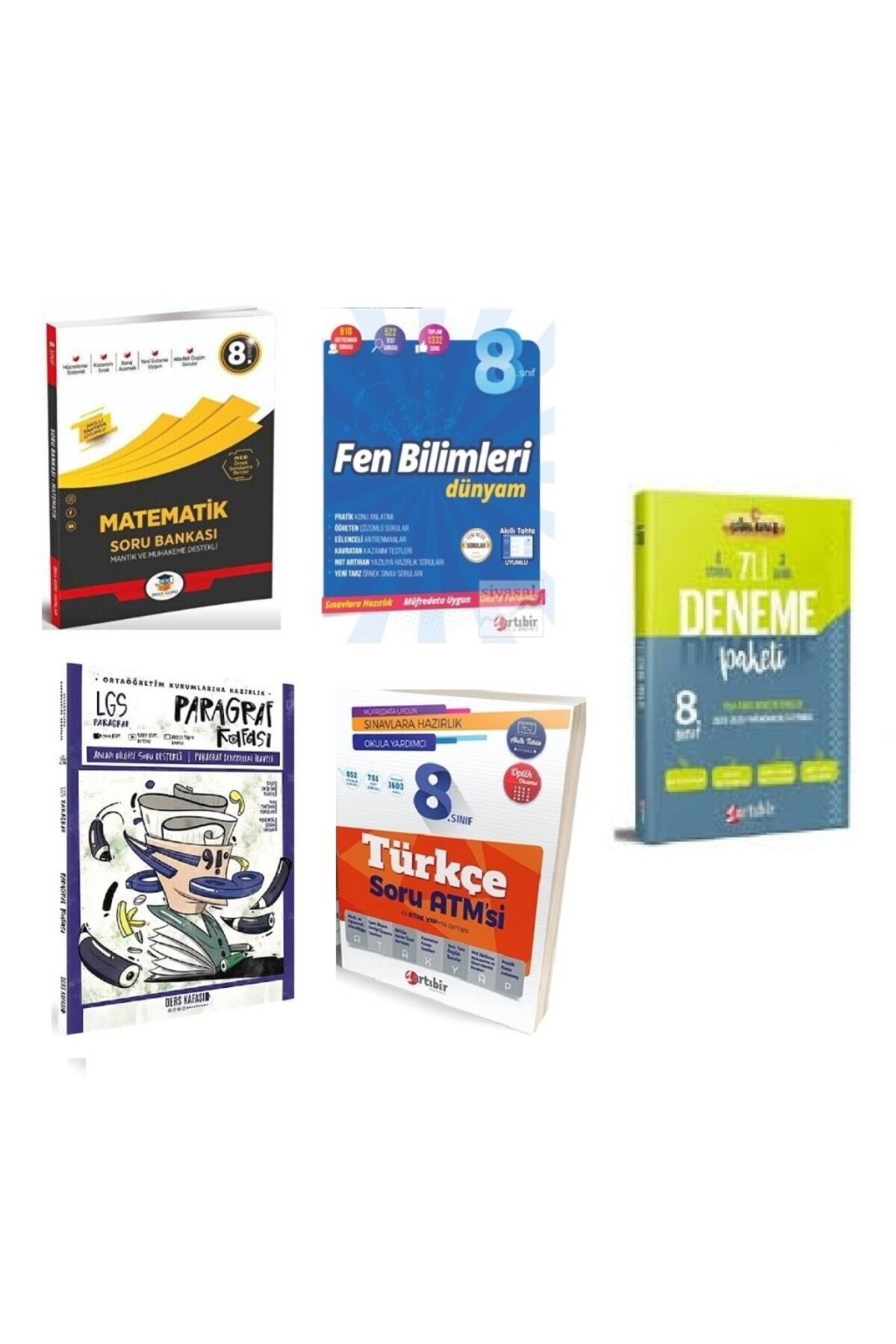 Doğan Kitap 8. Sınıf Türkçe Matematik Fen Bilimleri Paragraf Lgs Deneme (5 Kitap)