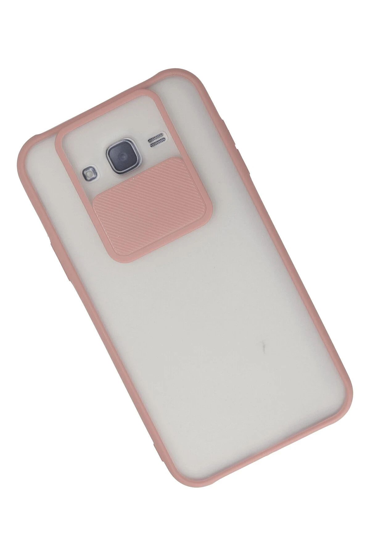 NewFace Samsung Galaxy J7 Kılıf Palm Buzlu Kamera Sürgülü Silikon - Pembe FLKRY