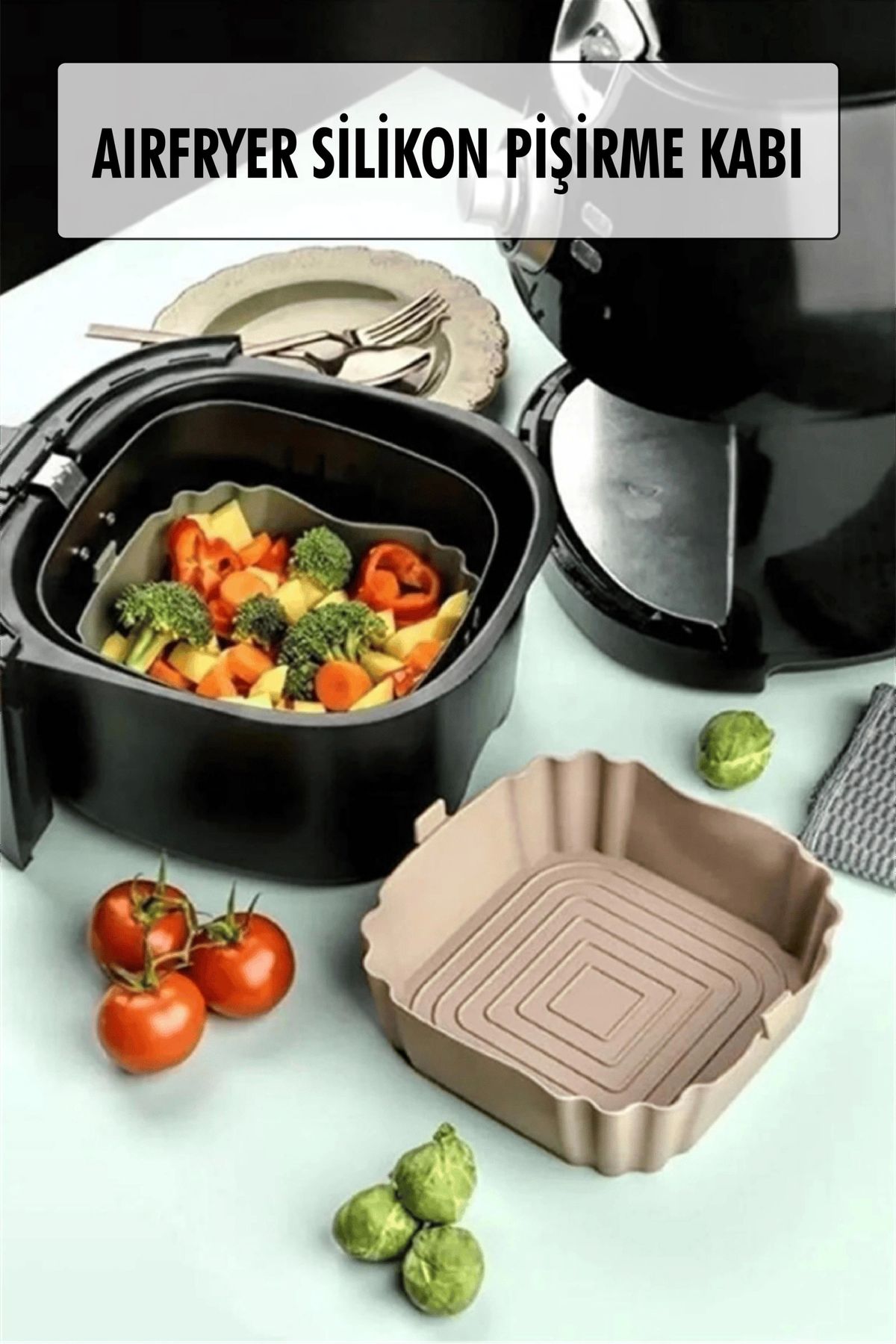 FTT SHOPPING MARKET Bütün Airfryer'lere Uyumlu Vizon Silikon Pişirme Kabı