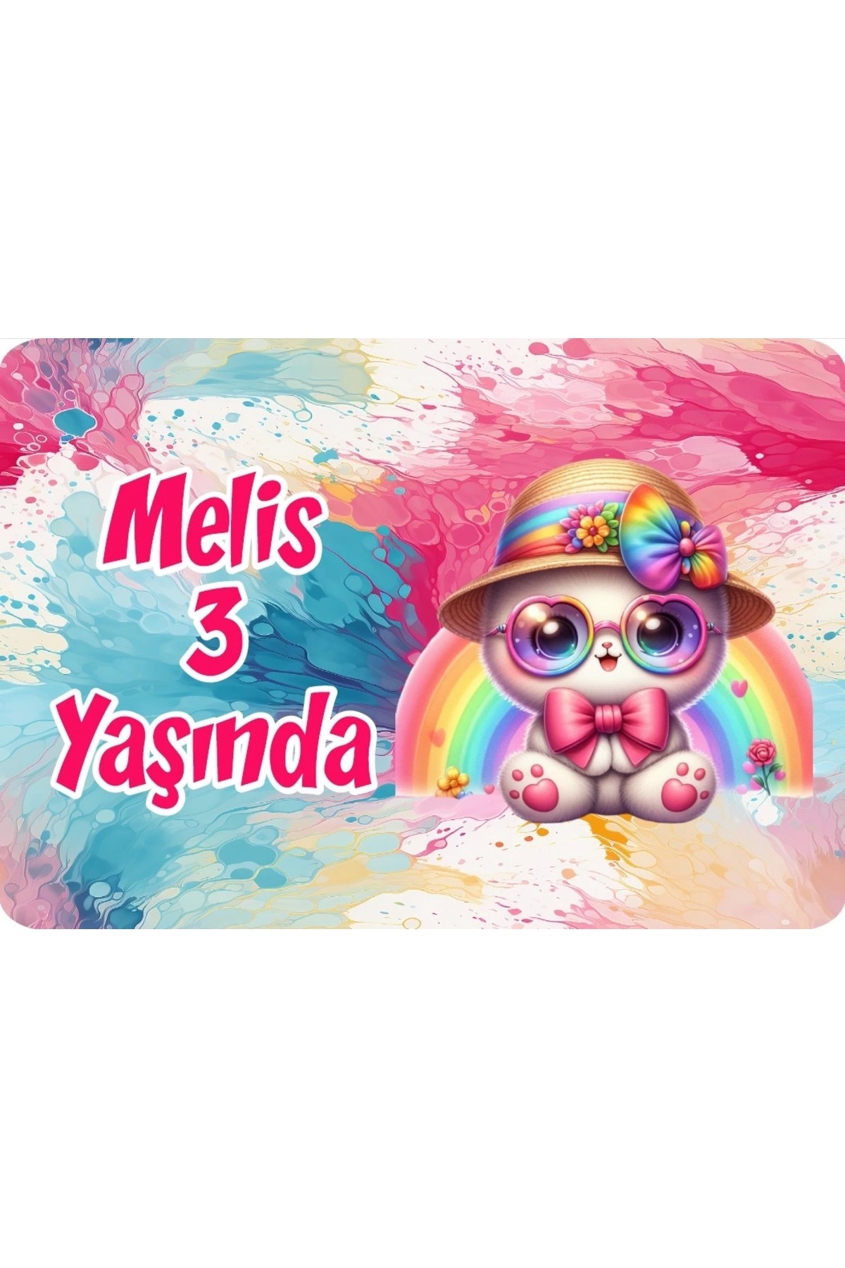 Reysa Tasarım Renkli Kedicik Doğum Günü Afişi 35X50 cm